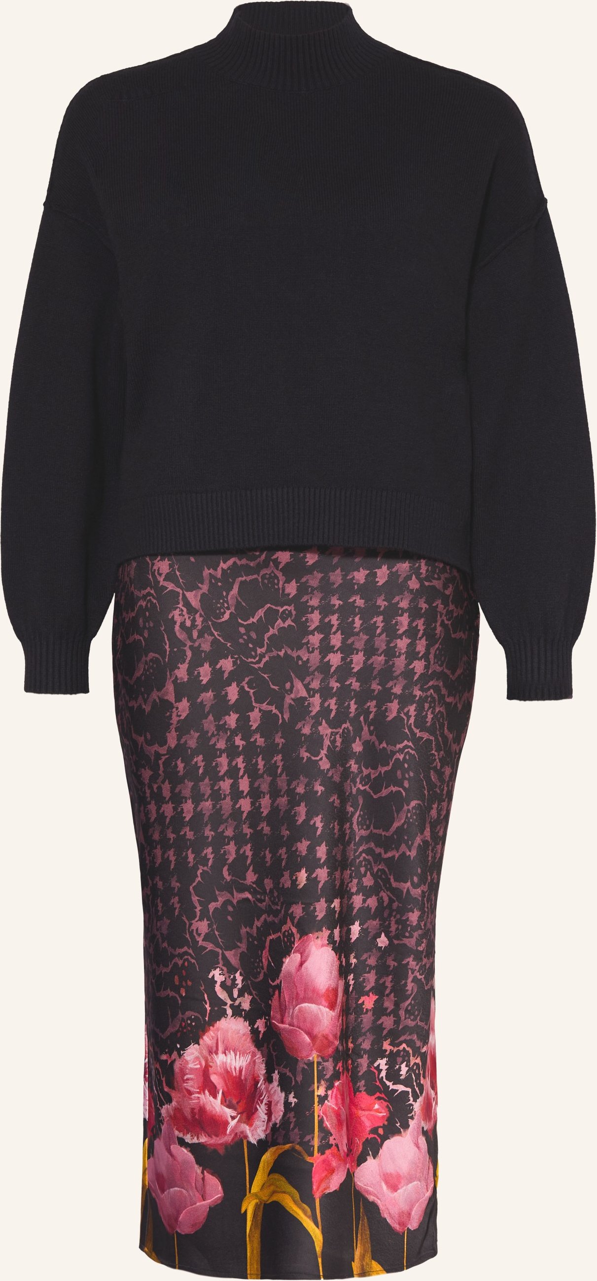 Ted Baker Set Kaatyy: Satinkleid Und Pullover schwarz