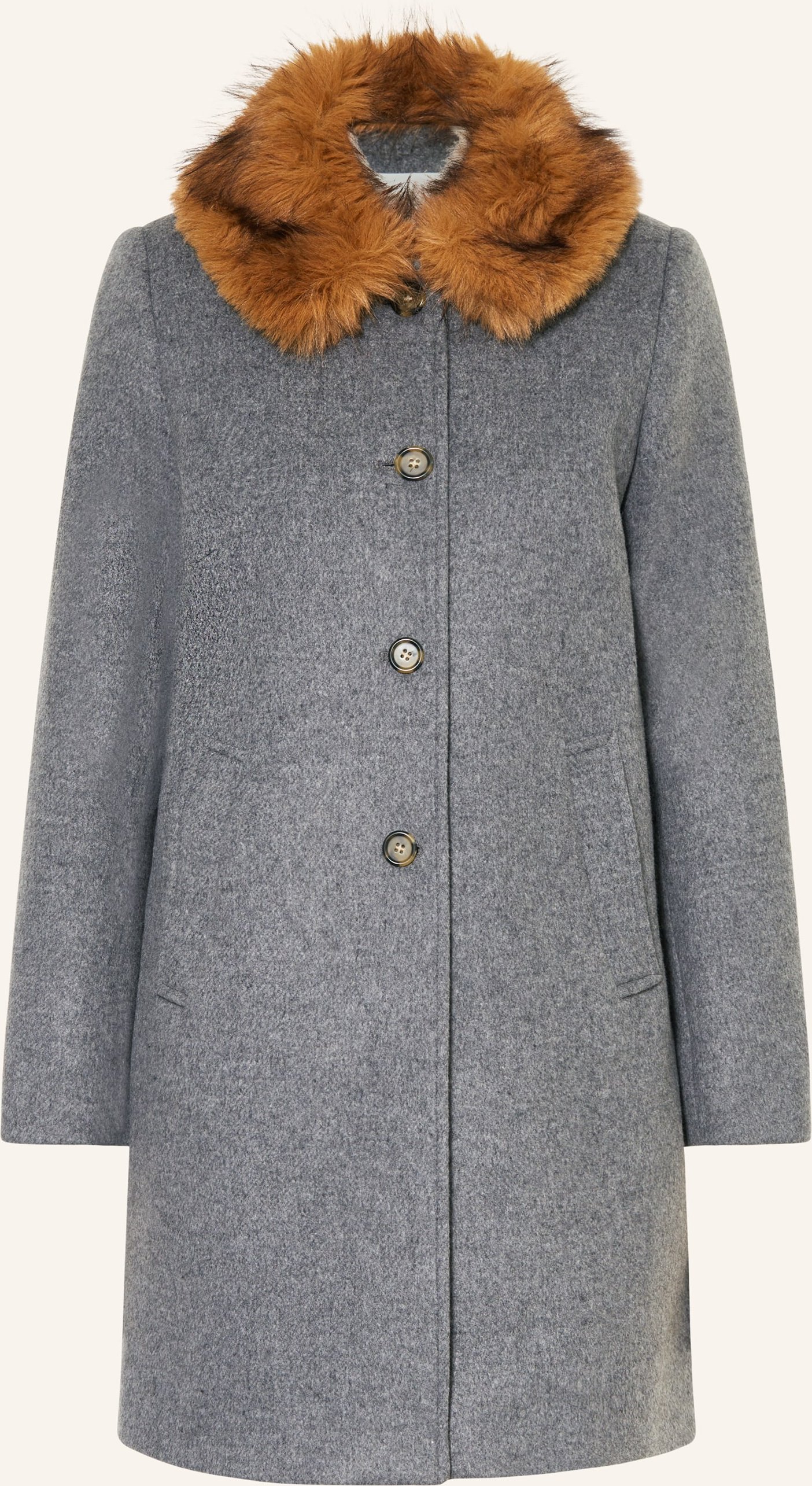 Ba&Sh Wollmantel Talling Mit Kunstfell grau