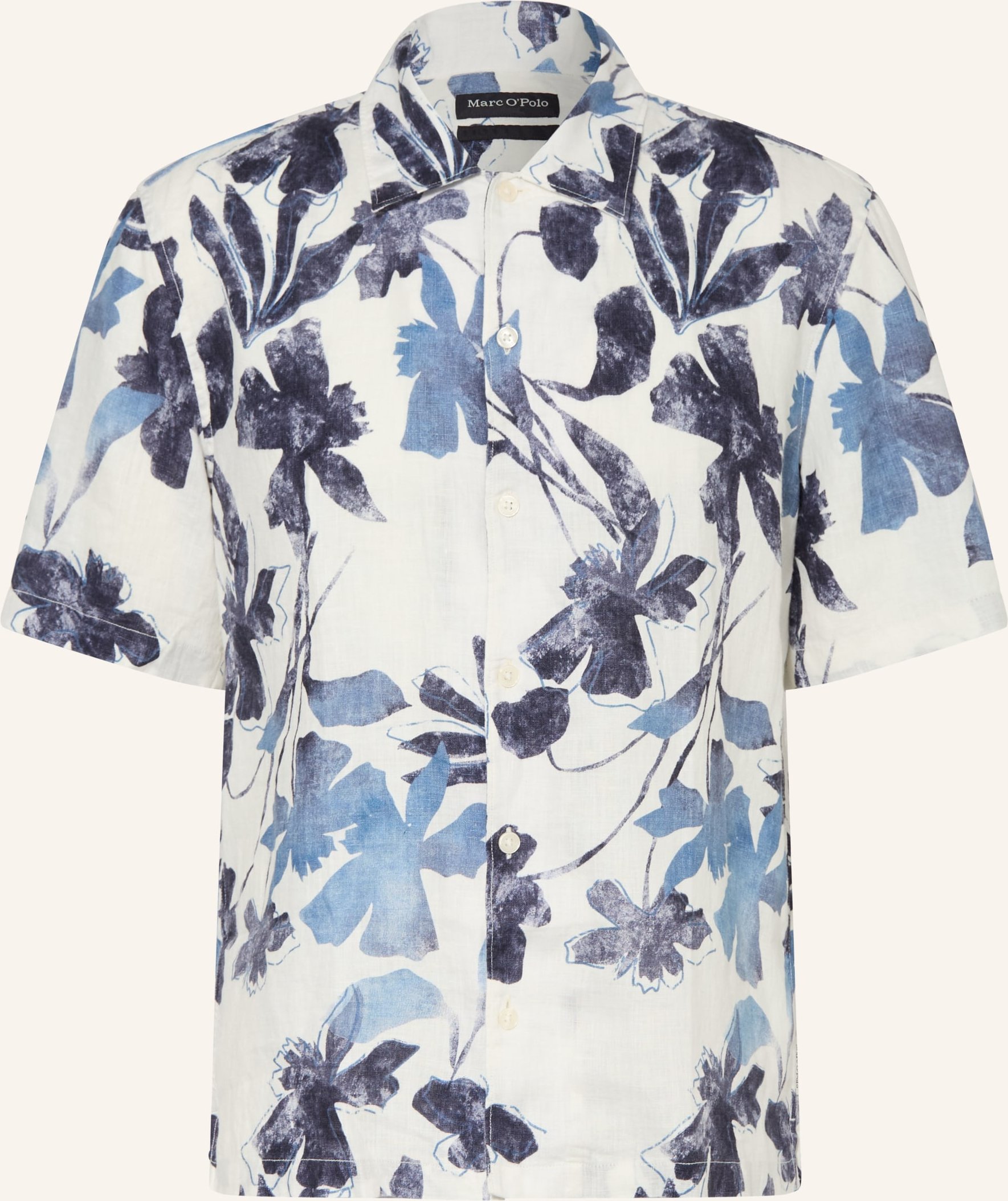 Marc O'polo Kurzarm-Hemd Regular Fit Aus Leinen blau