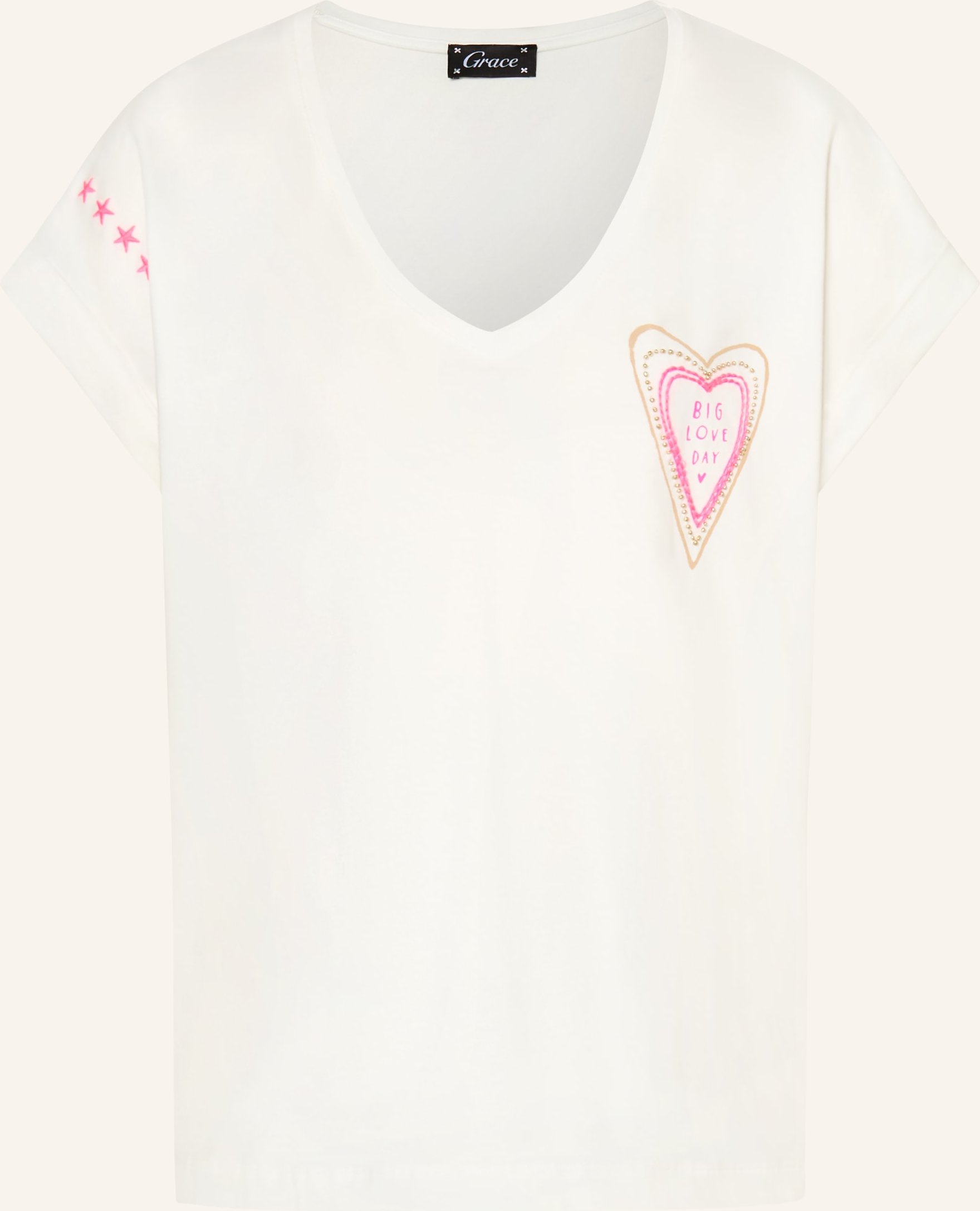 Grace T-Shirt Mit Schmuckperlen weiss