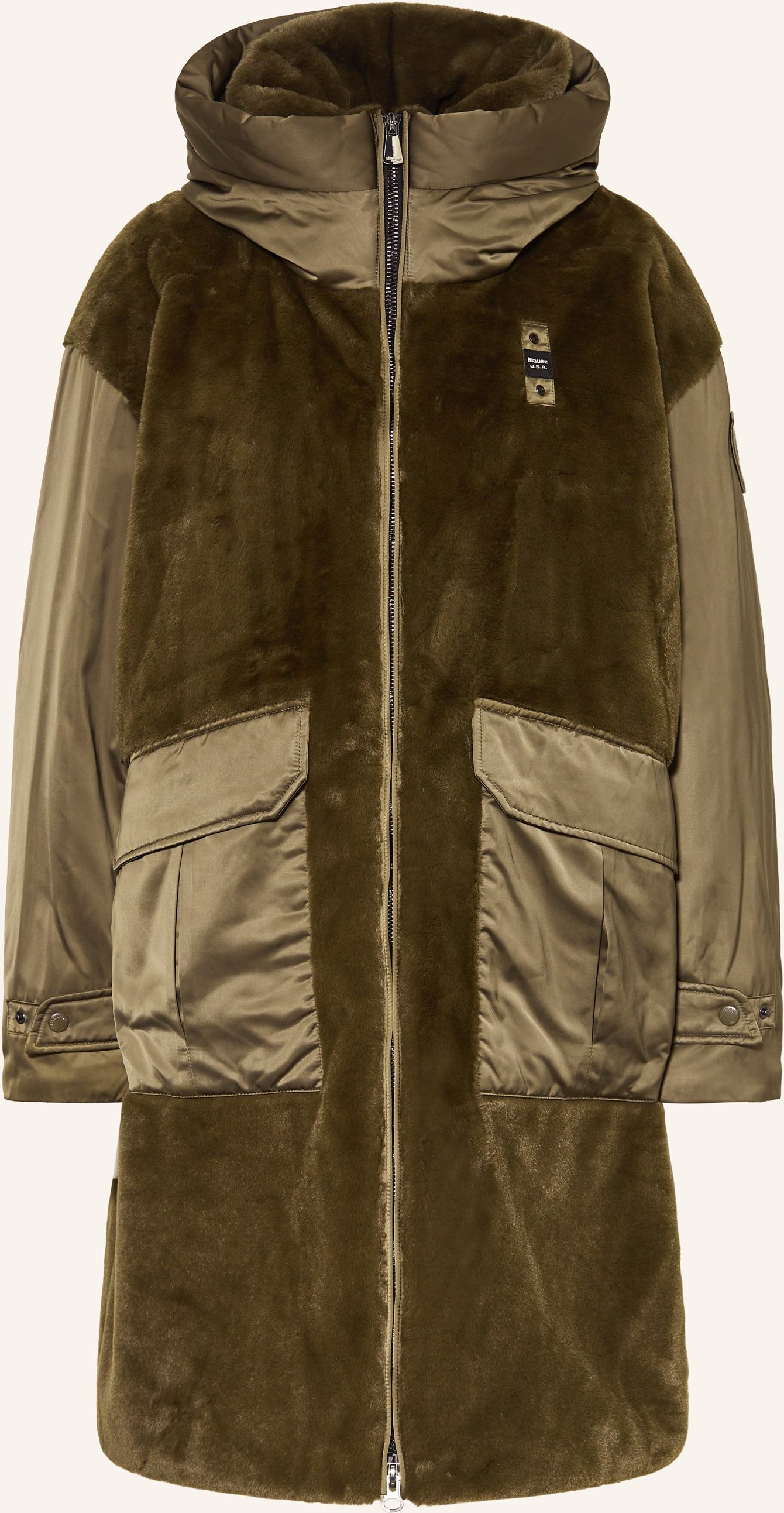 Thumbnail - Blauer Mantel Paever M Materialmix gruen