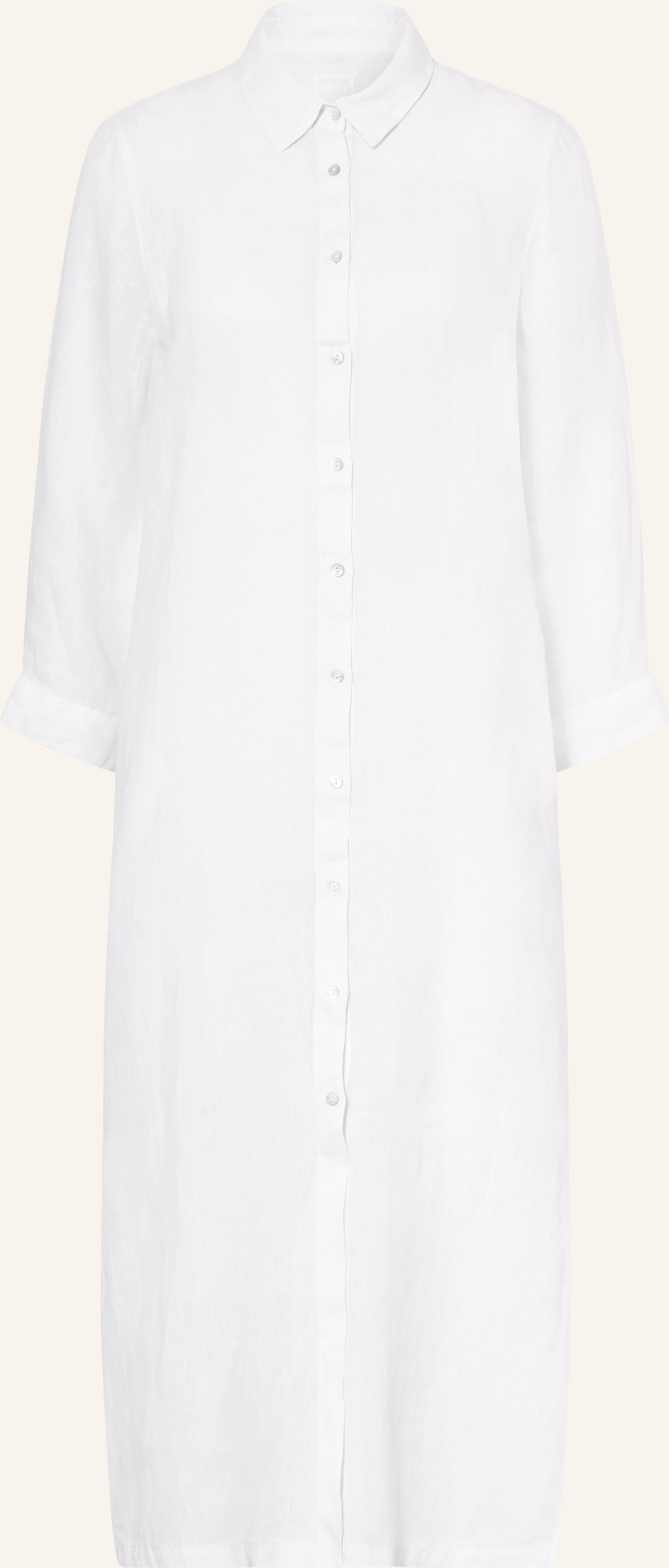 120%Lino Hemdblusenkleid Aus Leinen weiss