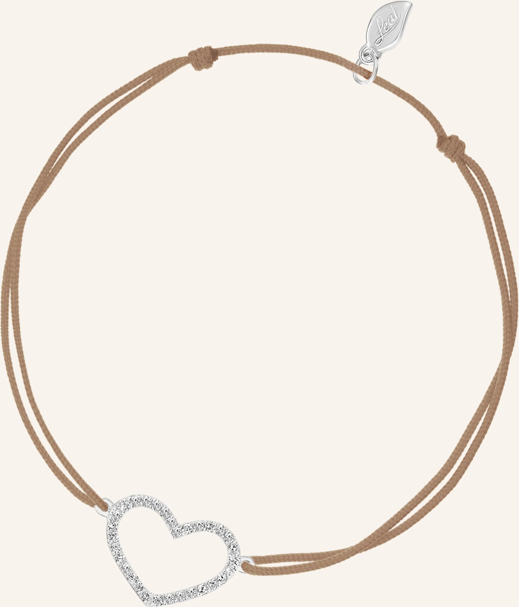 Leaf Freundschaftsarmband Heart Aus 18 Karat Weißgold Mit Diamanten beige