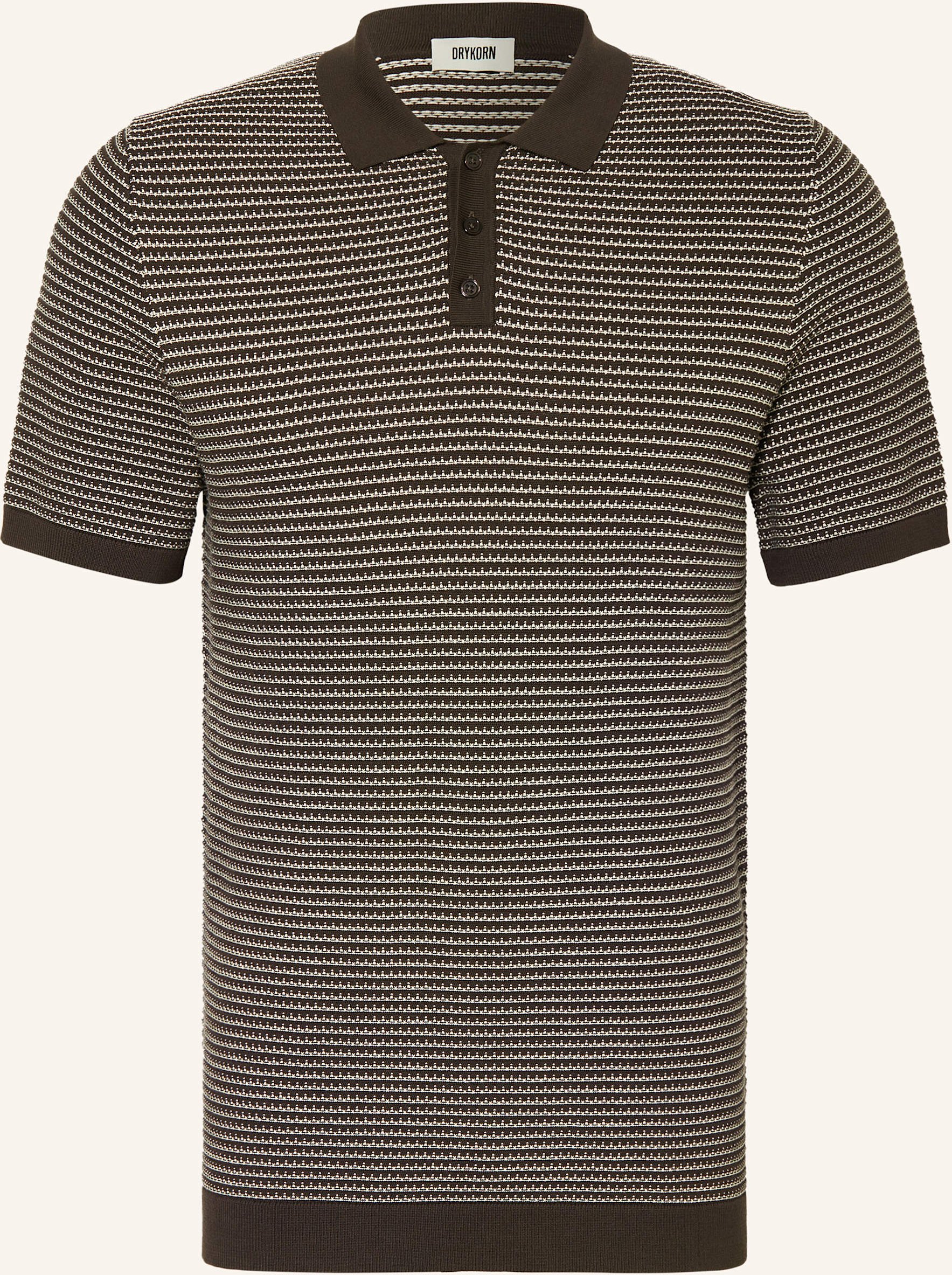 Thumbnail - Drykorn Strick-Poloshirt Triton Regular Fit braun