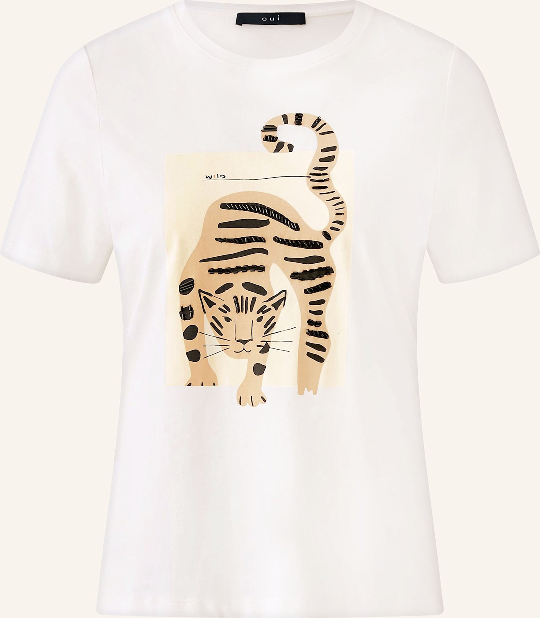Oui T-Shirt Mit Schmucksteinen weiss