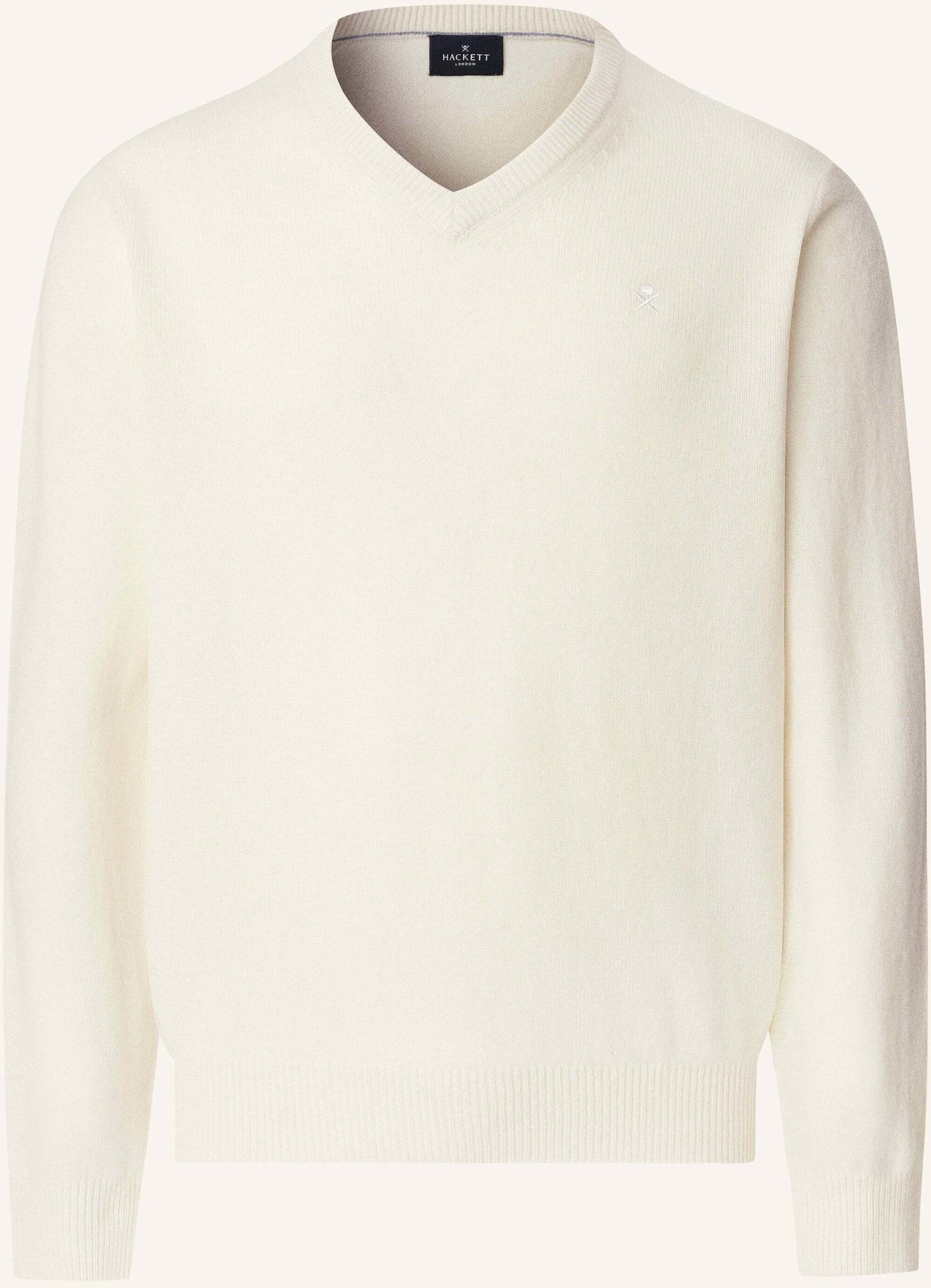 Hackett London Pullover Lambswool V Neck weiss