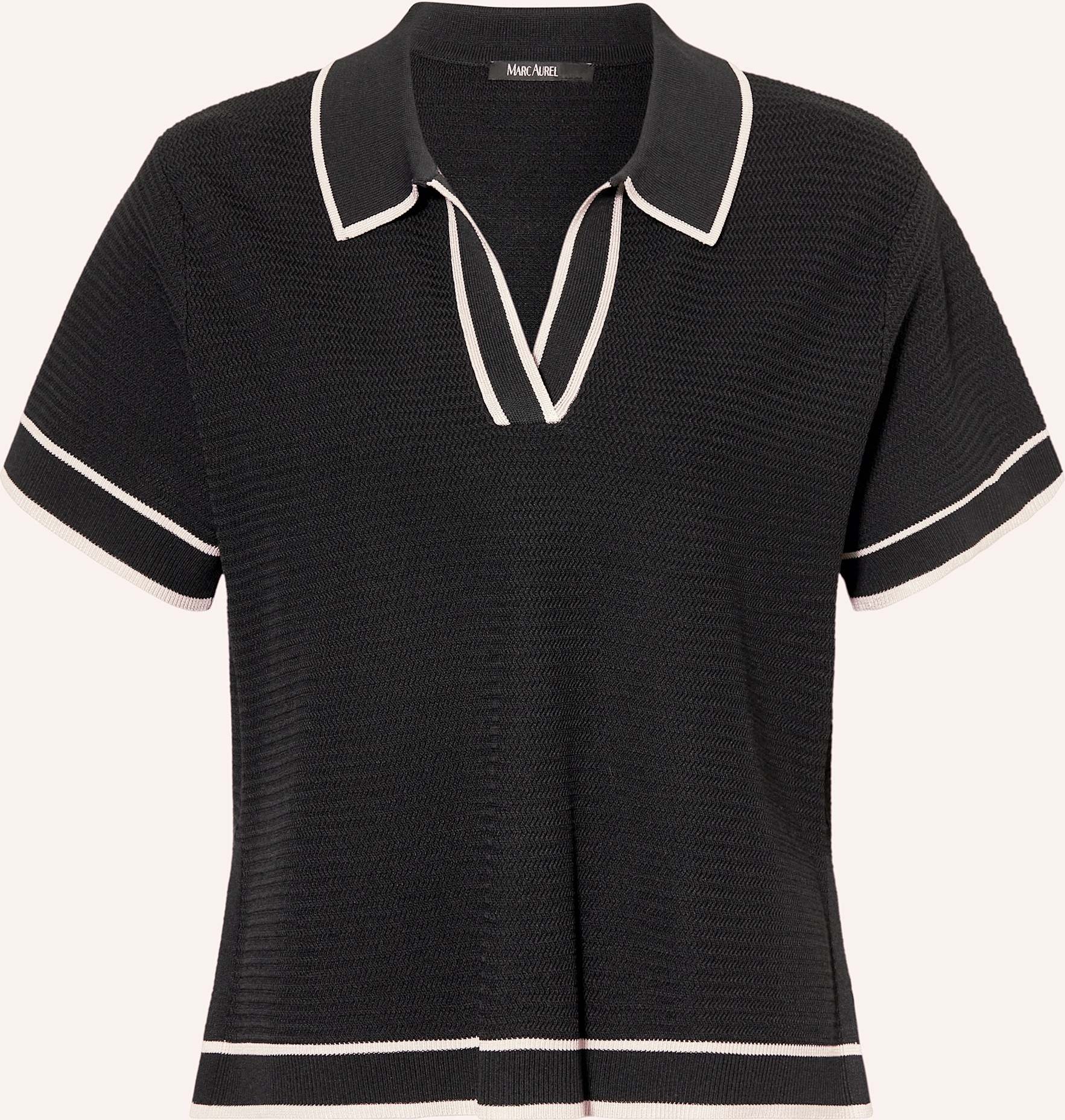 Marc Aurel Strick-Poloshirt schwarz