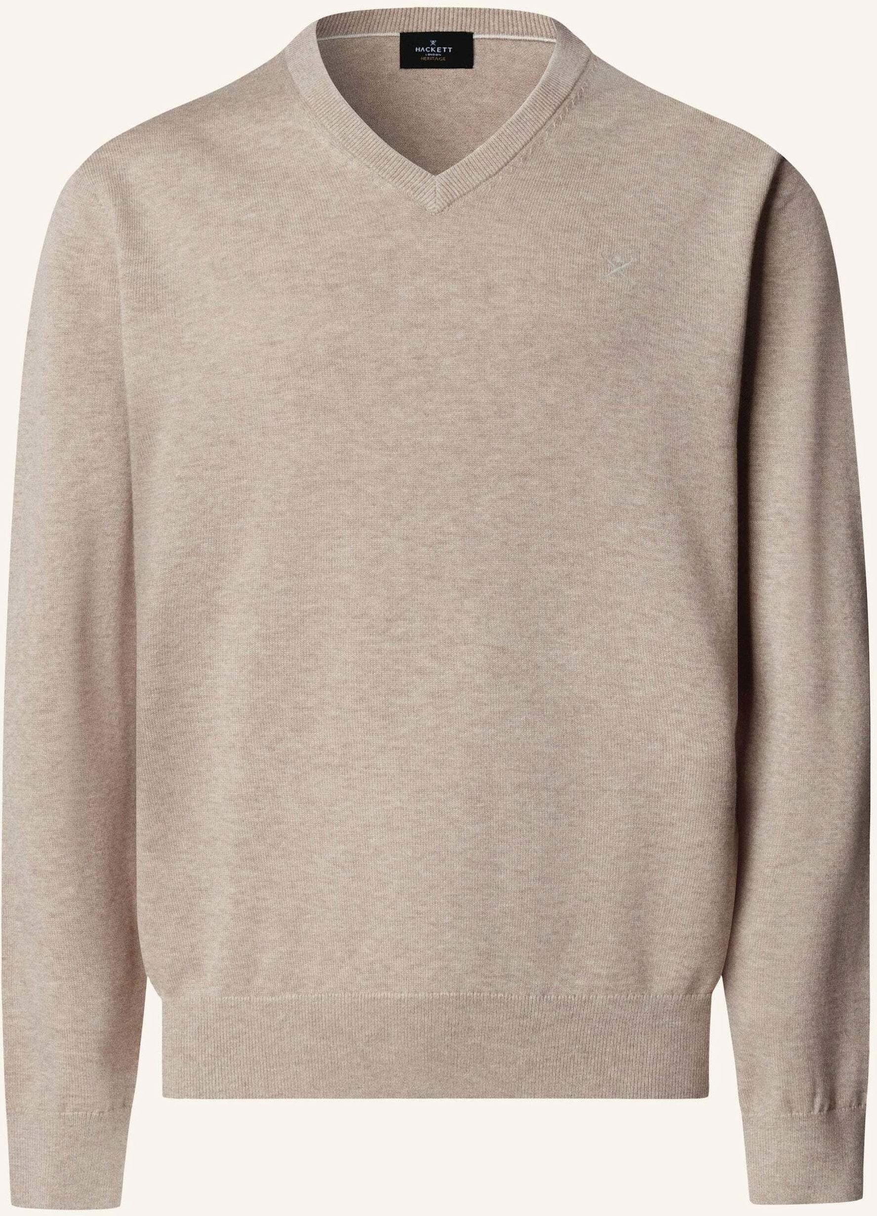 Hackett London Pullover Ess Cotton V Neck beige
