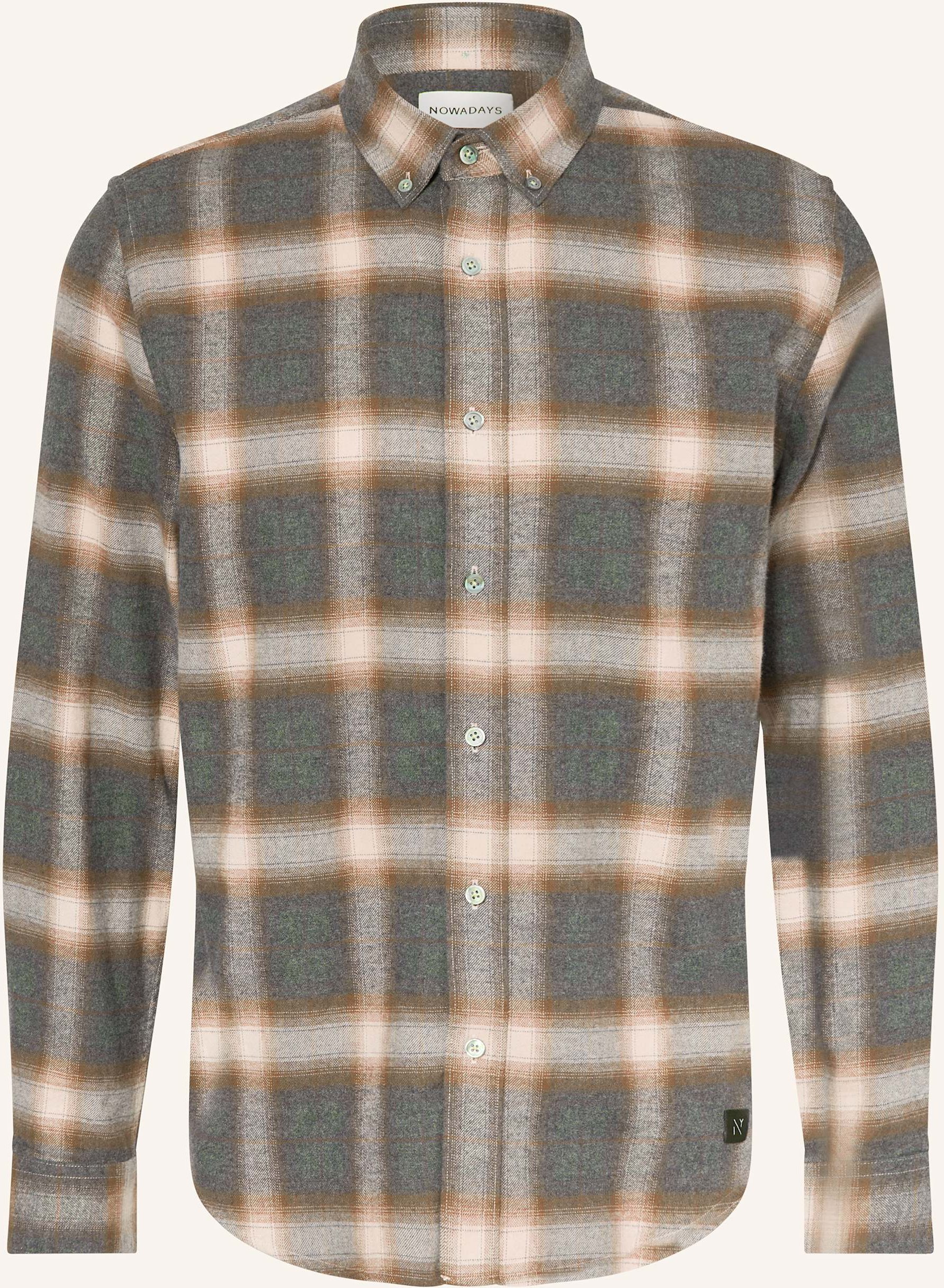 Nowadays Flanellhemd Comfort Fit grau