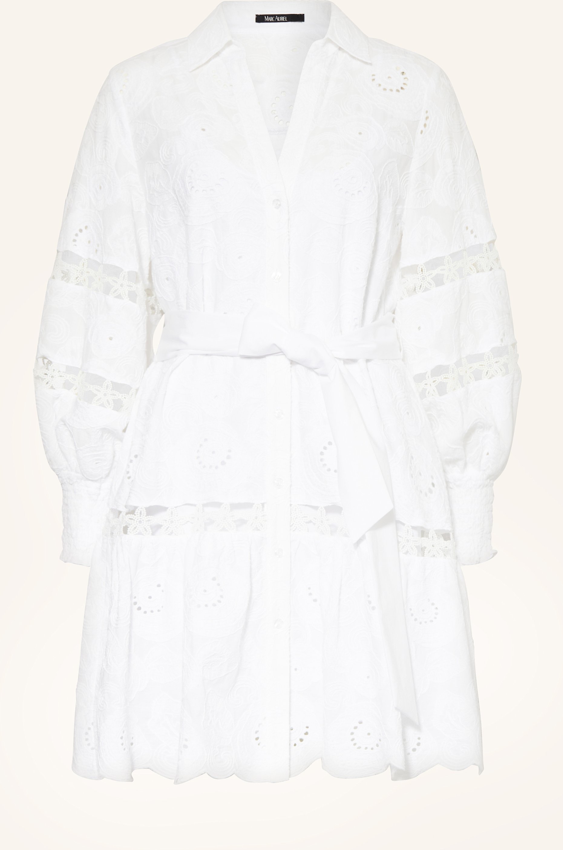 Marc Aurel Kleid Aus Lochspitze Mit Stickereien weiss