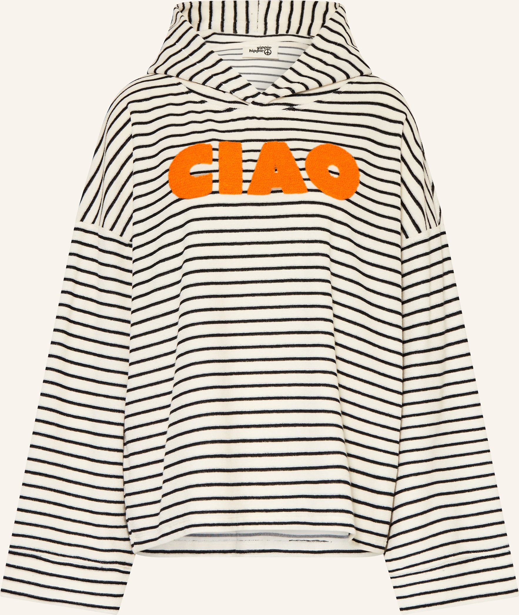 Yippie Hippie Frottee-Hoodie weiss