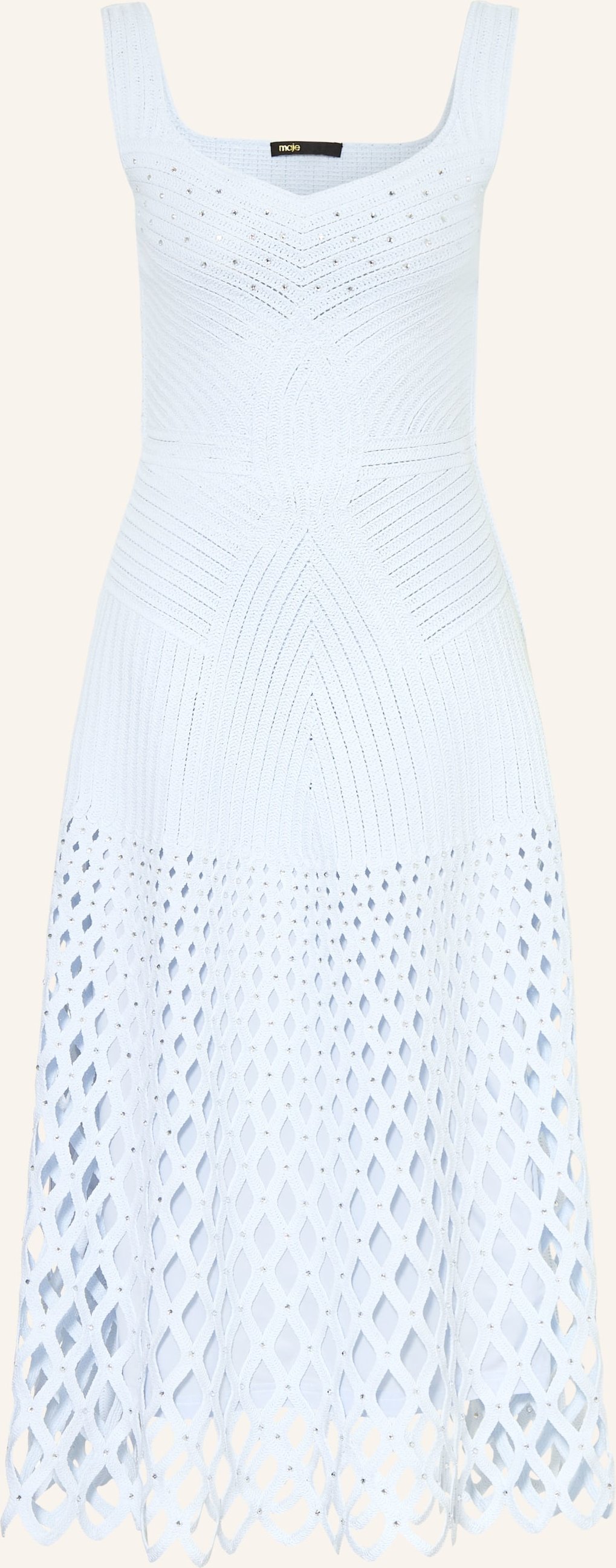 Maje Strickkleid Mit Schmucksteinen blau