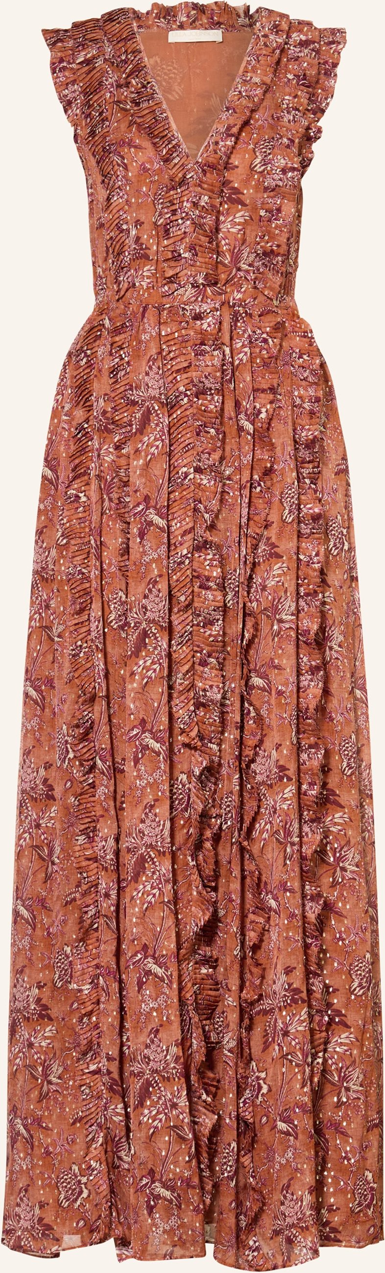 Thumbnail - Ulla Johnson Kleid Aida Mit Schmucksteinen Und Rüschen braun