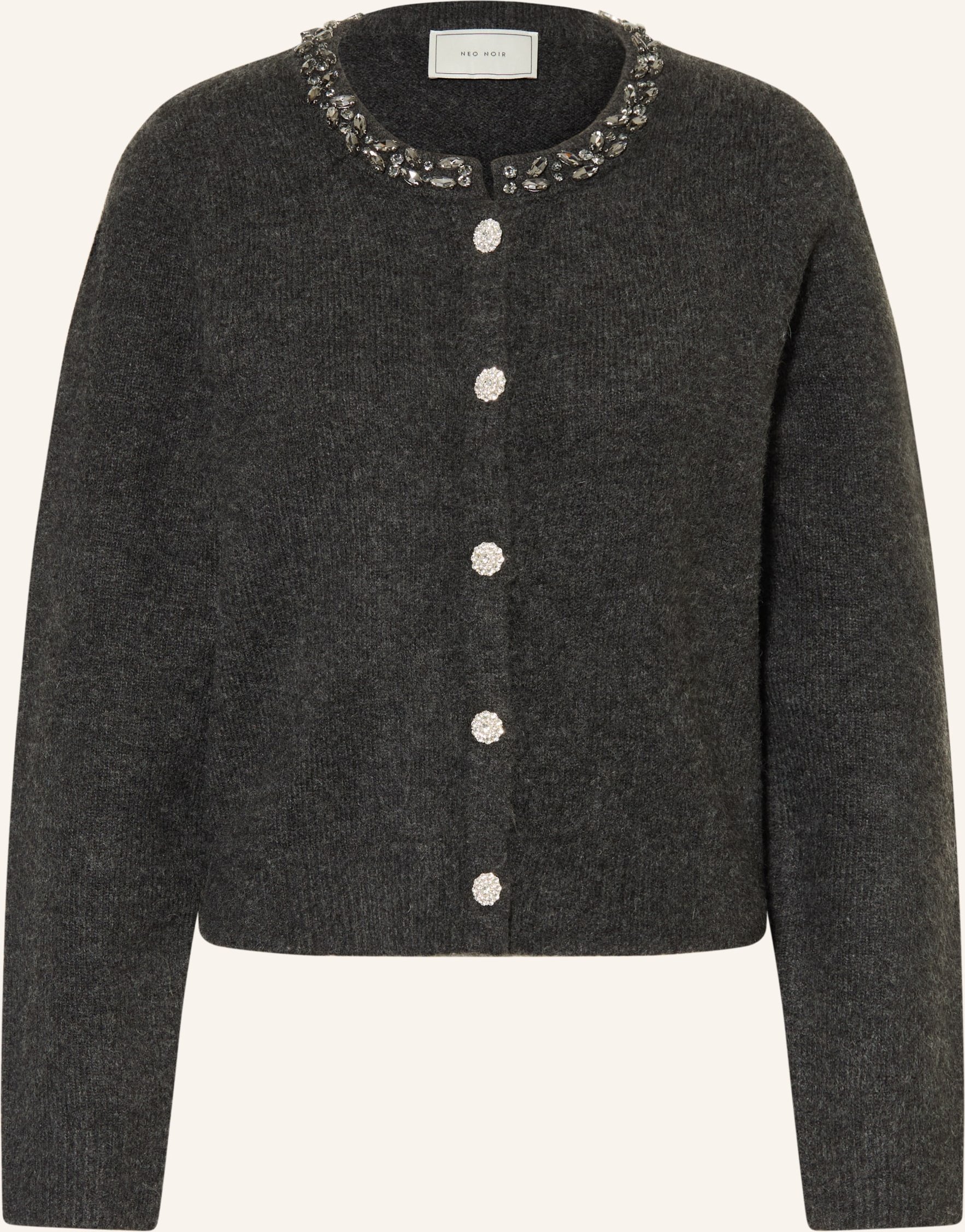 Neo Noir Strickjacke Marie Mit Schmucksteinen grau
