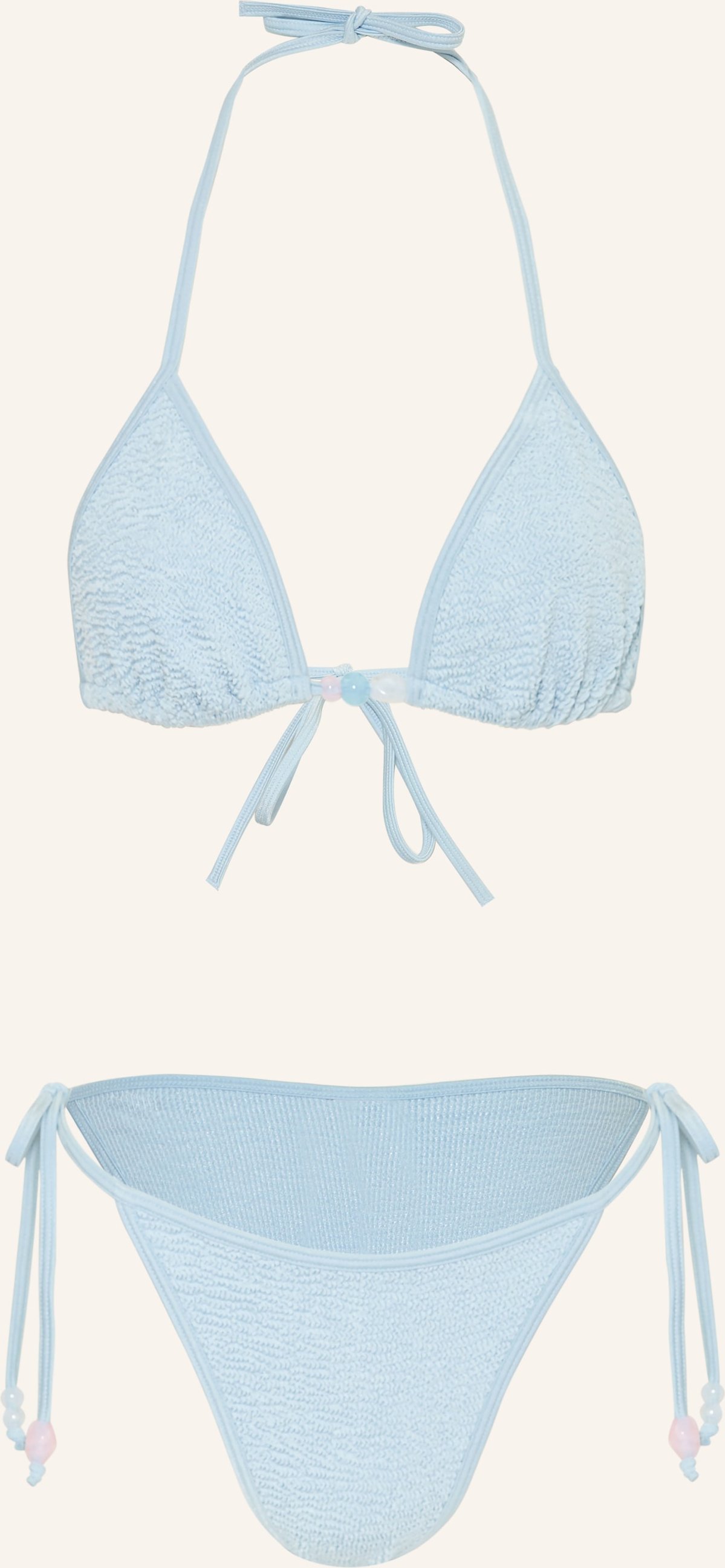Hunza G Triangel-Bikini Gina Mit Schmuckperlen blau