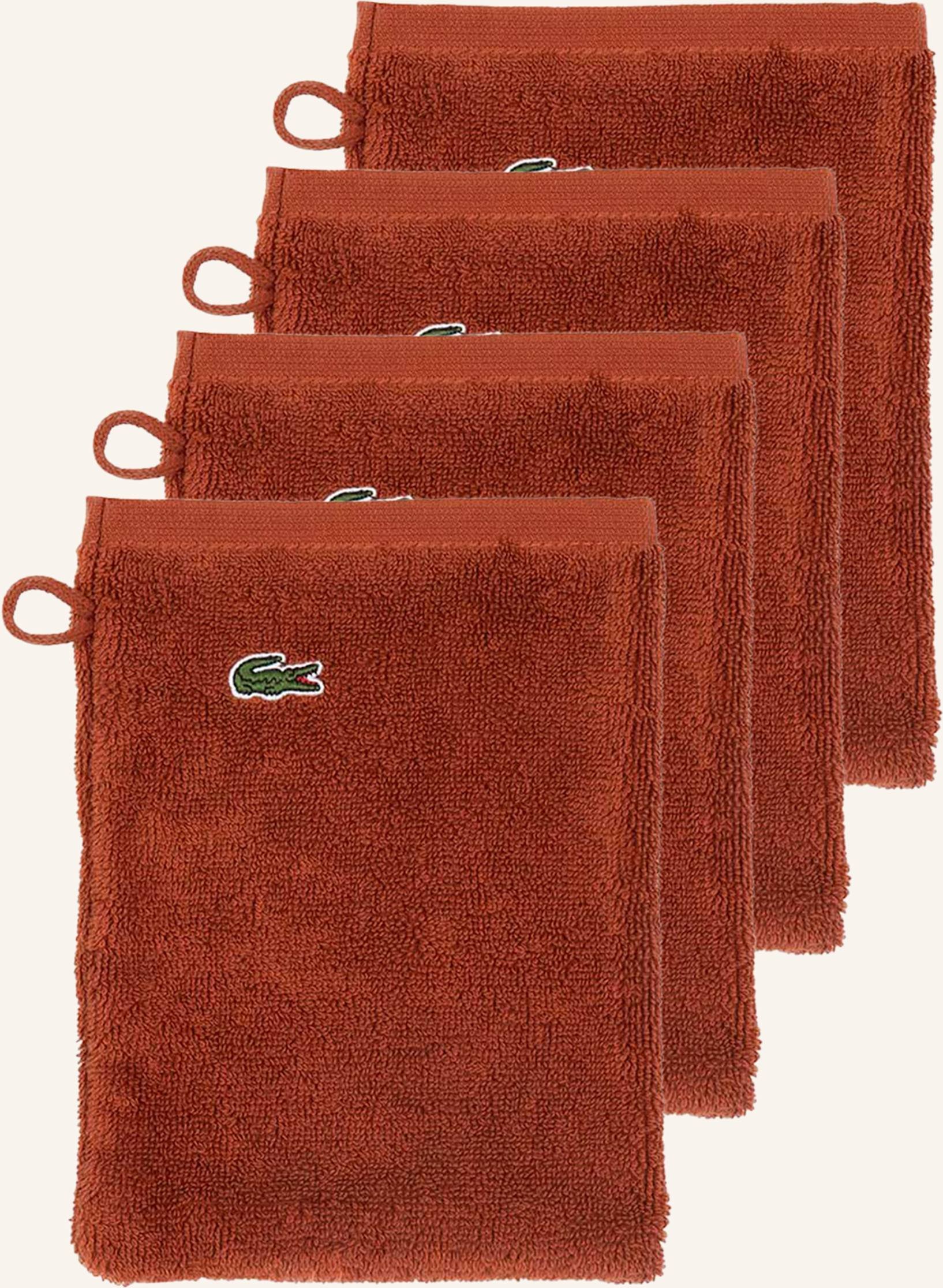 Lacoste Waschhandschuh 4er Set Llecroco braun