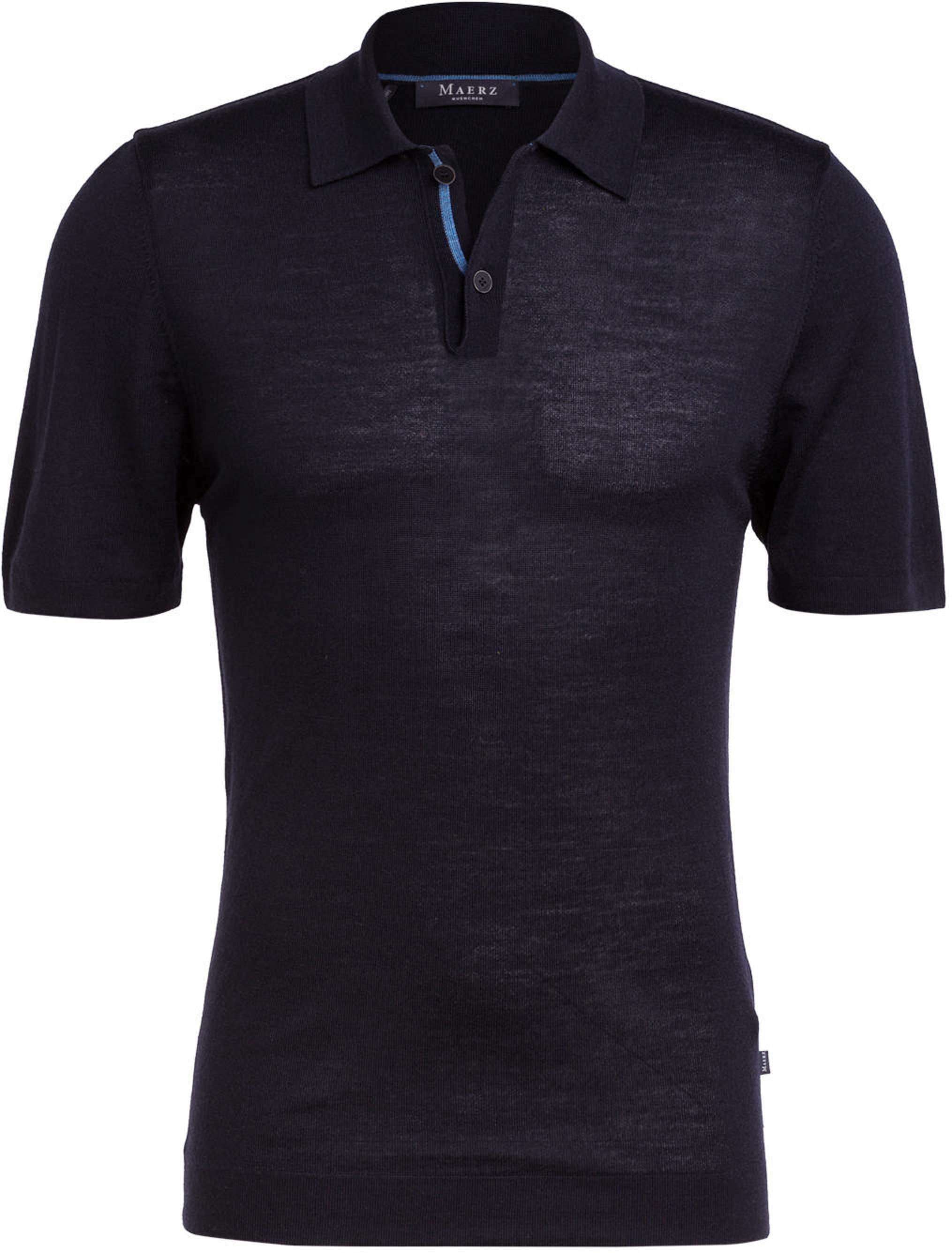 Maerz Muenchen Strick-Poloshirt Aus Merinowolle blau