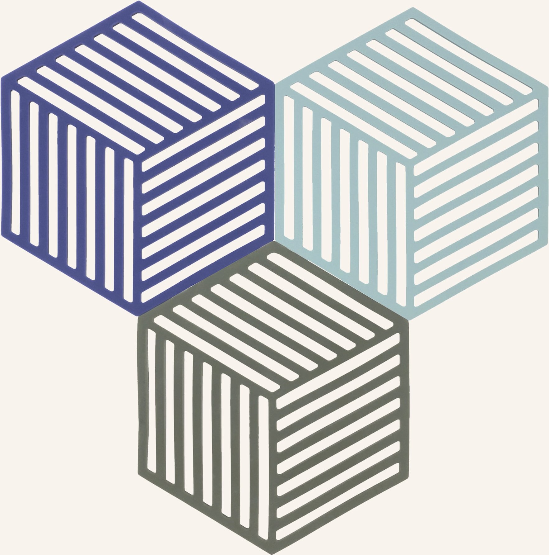 Zone Denmark 3er-Set Untersetzer Hexagon blau