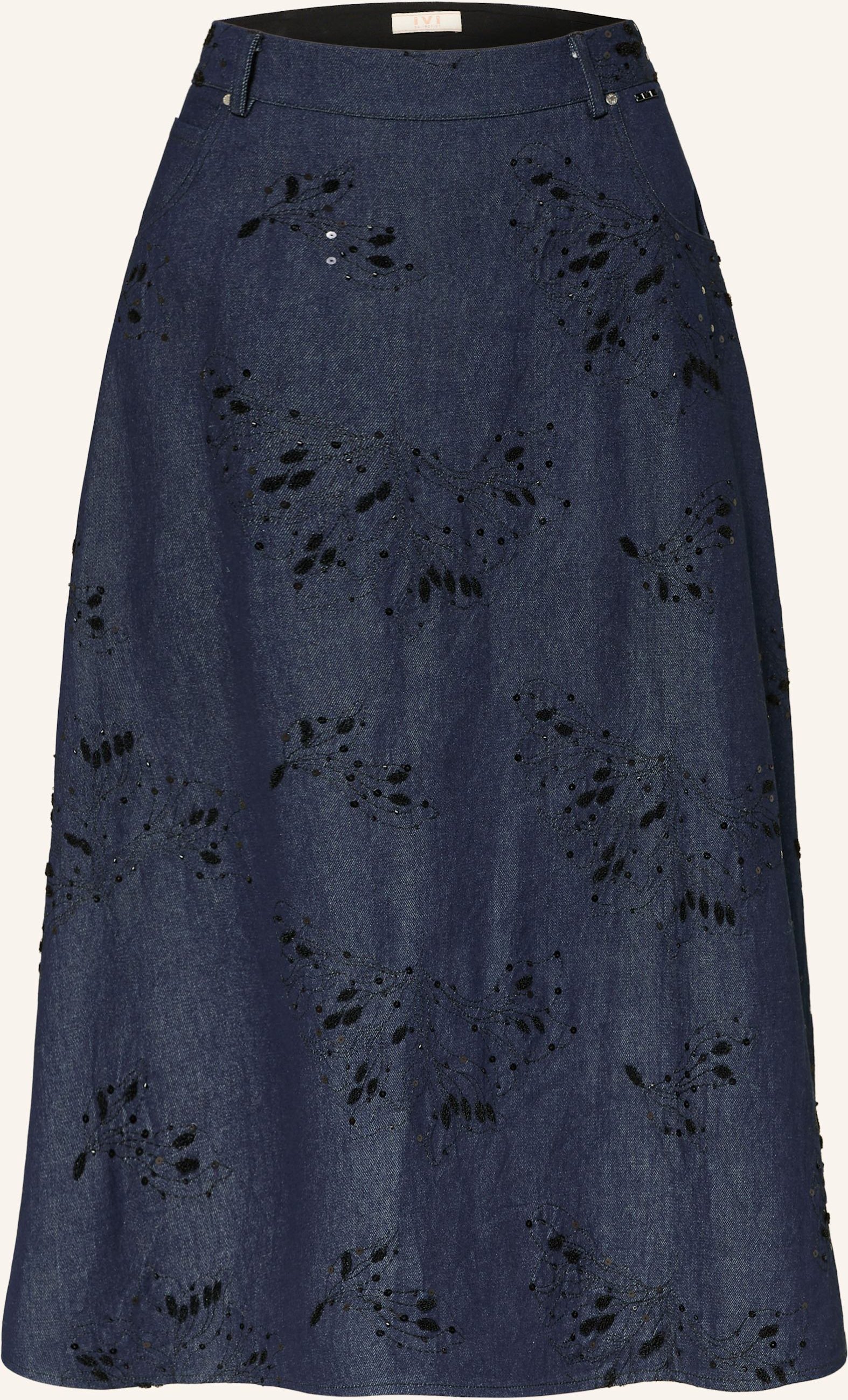 Ivi Collection Jeansrock Mit Pailletten blau