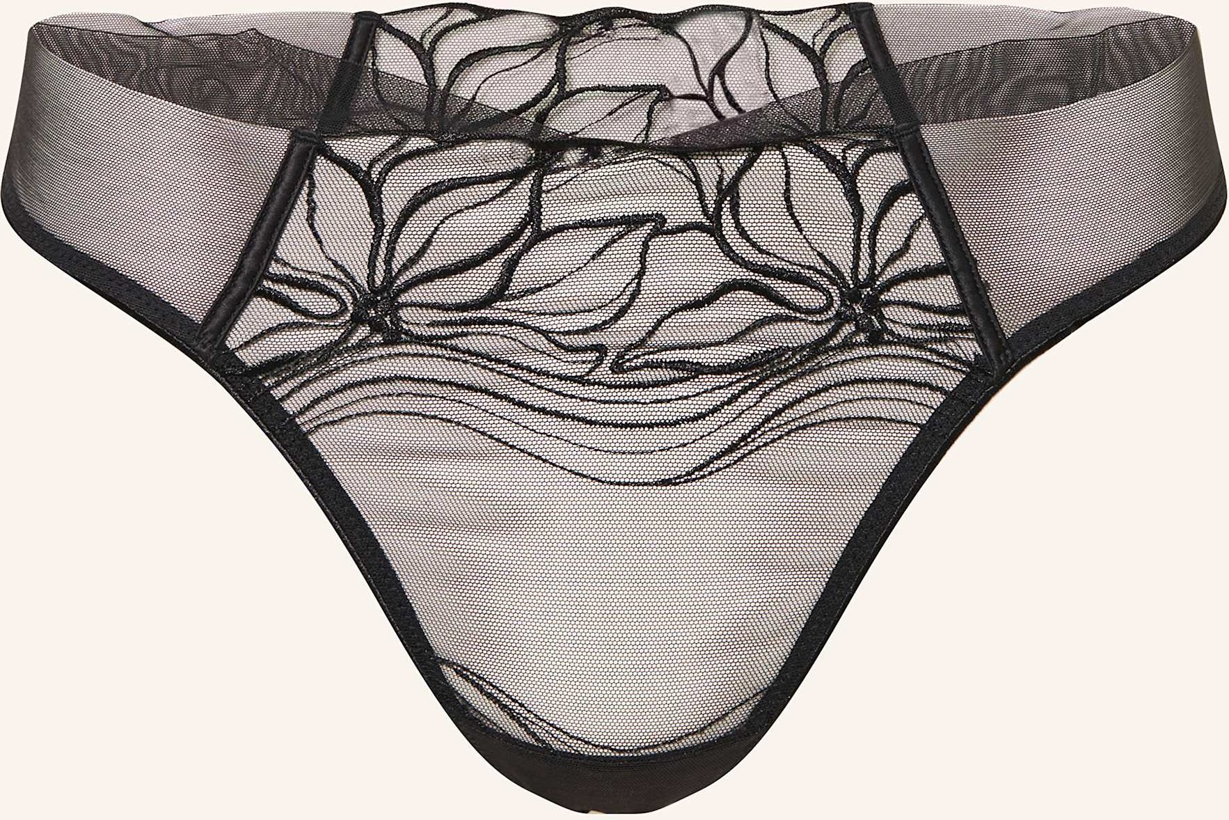 Calvin Klein String Ck Black Floral Lace schwarz