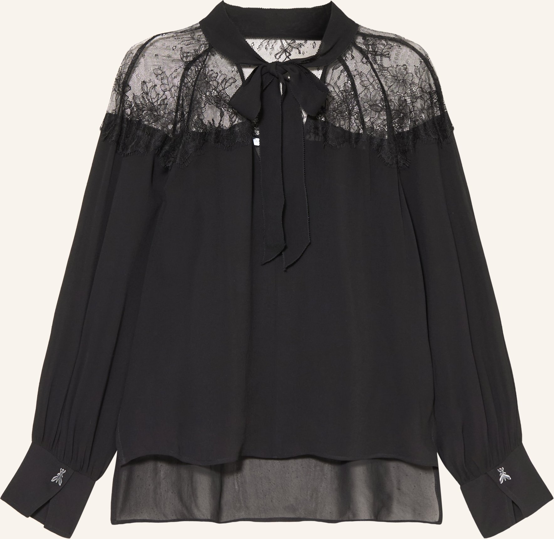 Patrizia Pepe Schluppenbluse Mit Spitze schwarz