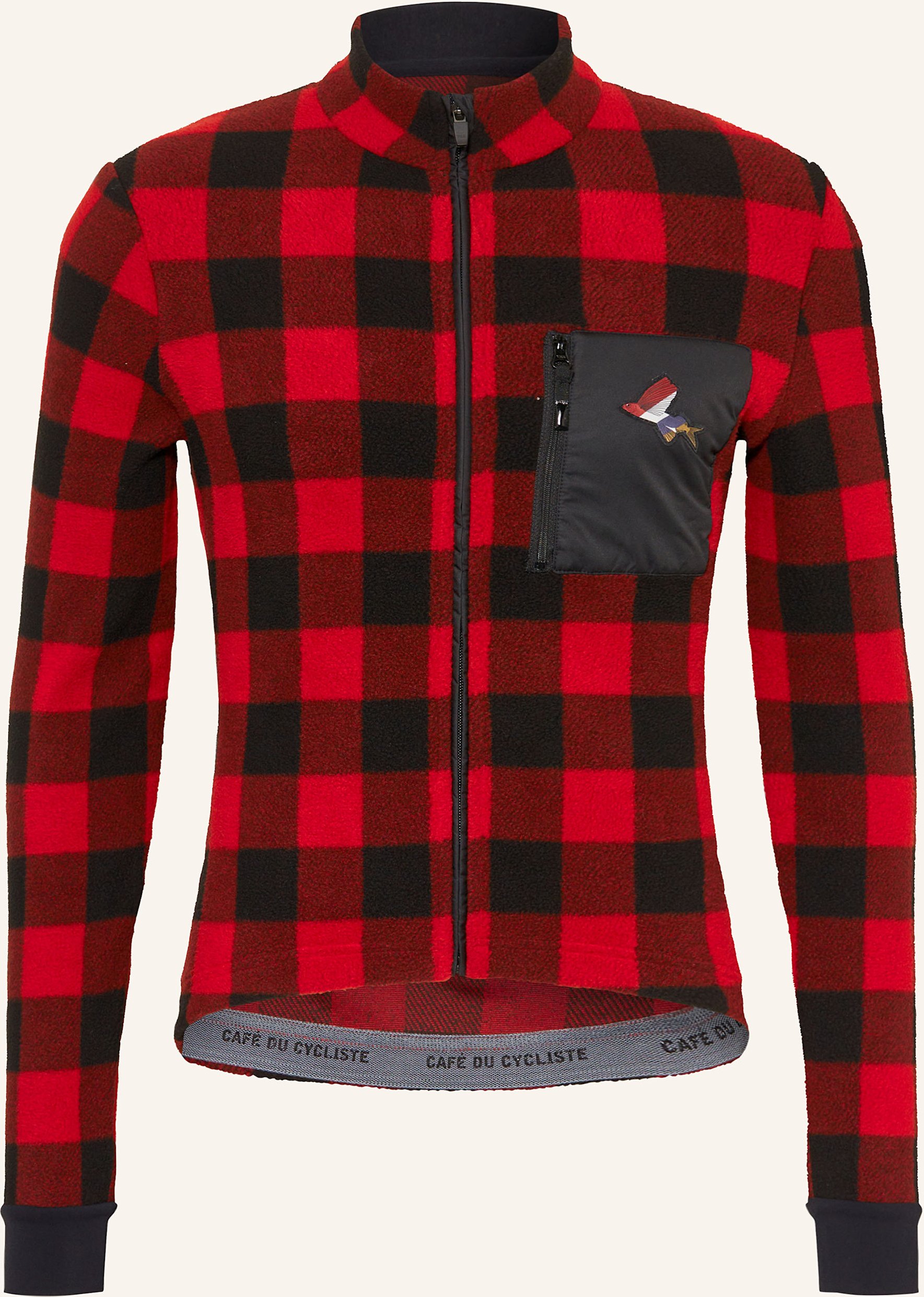 Café Du Cycliste Fleece-Radtrikot Solange rot