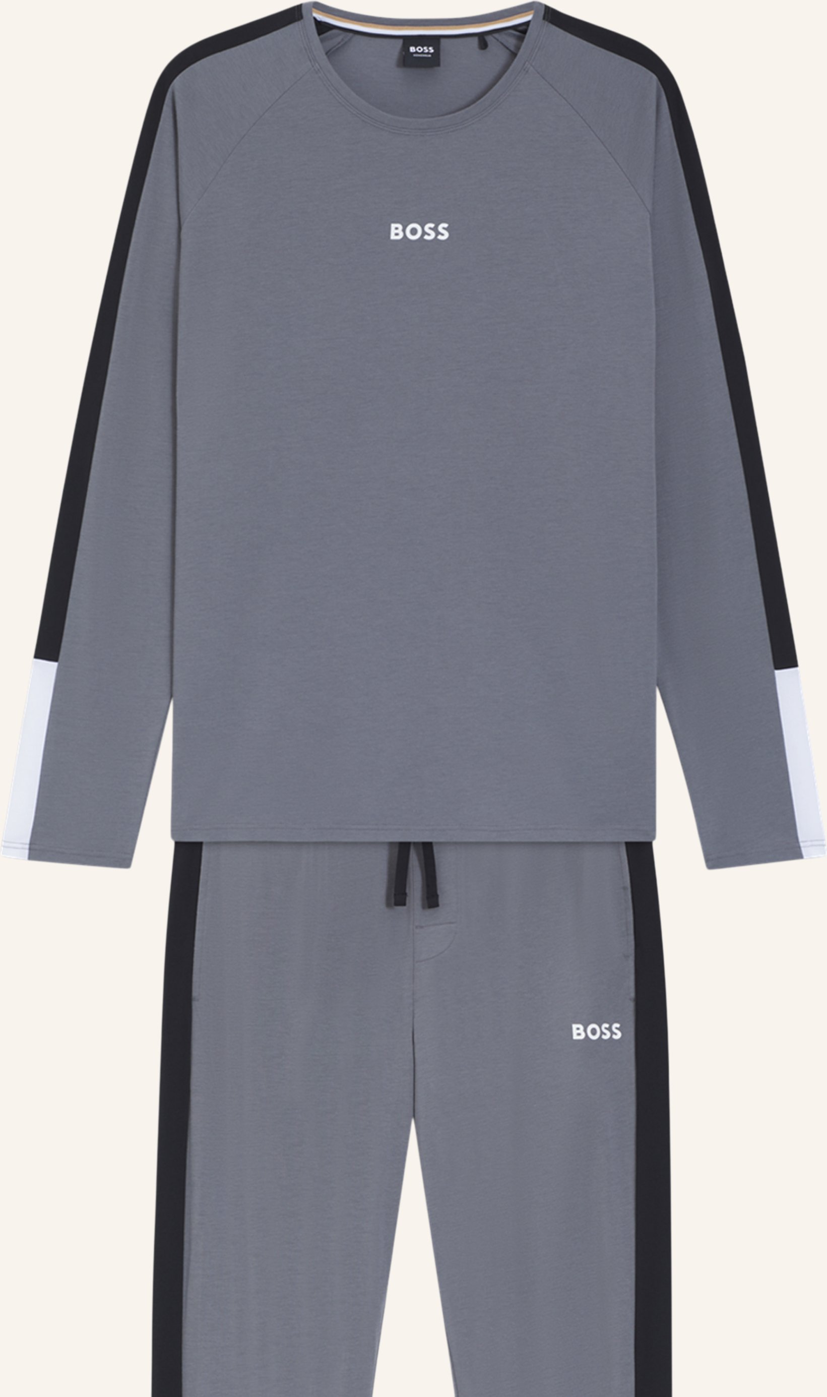 Boss Pyjama-Set Balance Long Set Regular Fit grau