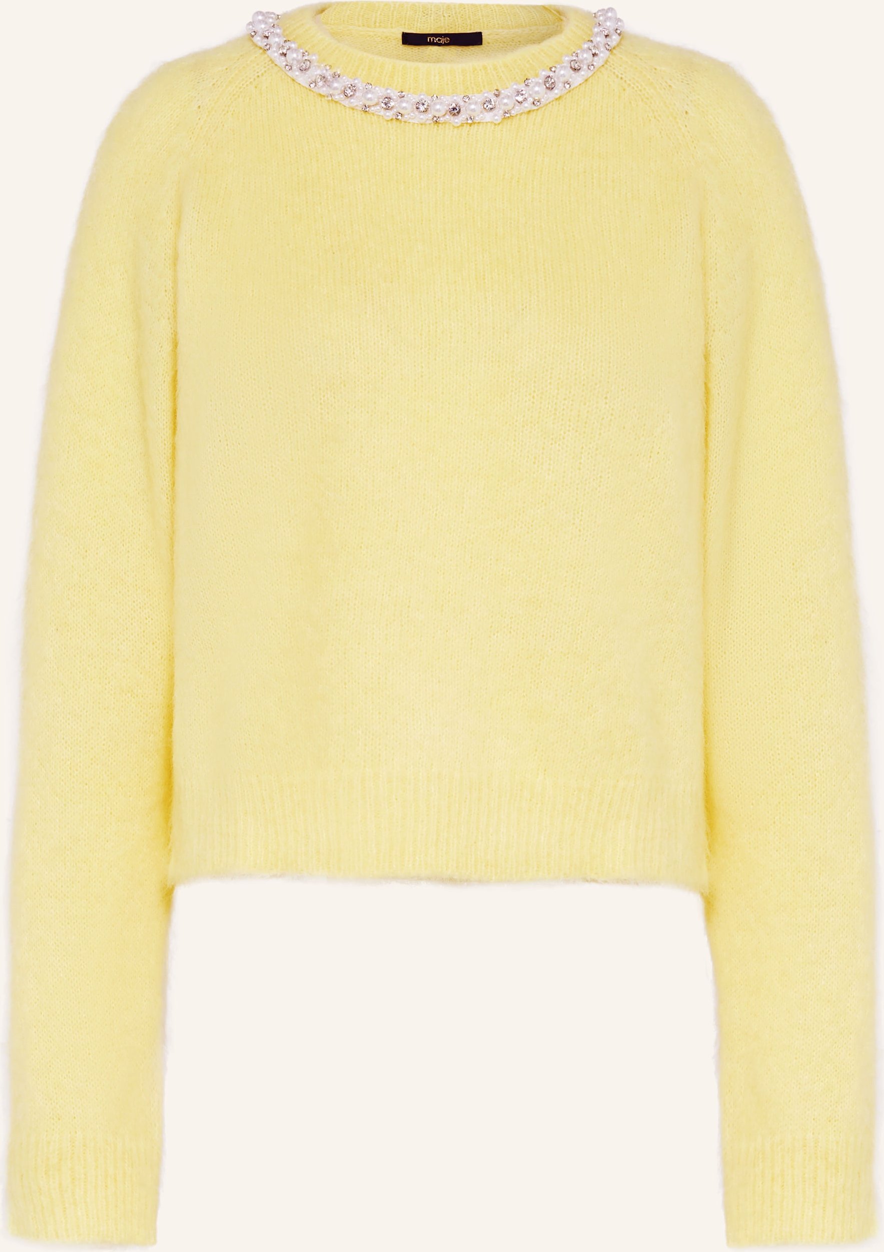 Maje Pullover Mit Alpaka Und Schmuckperlen gelb