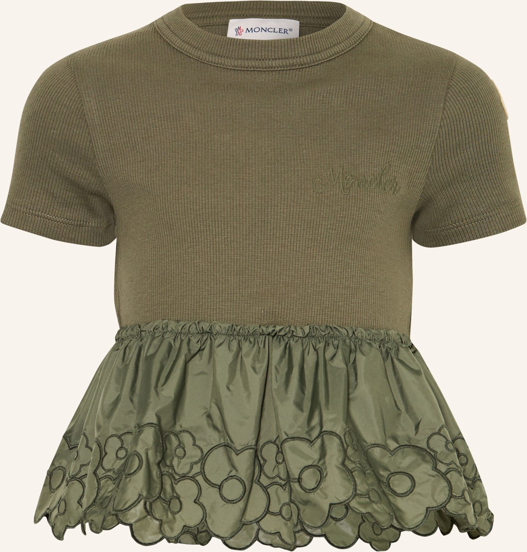 Moncler Enfant T-Shirt Im Materialmix gruen