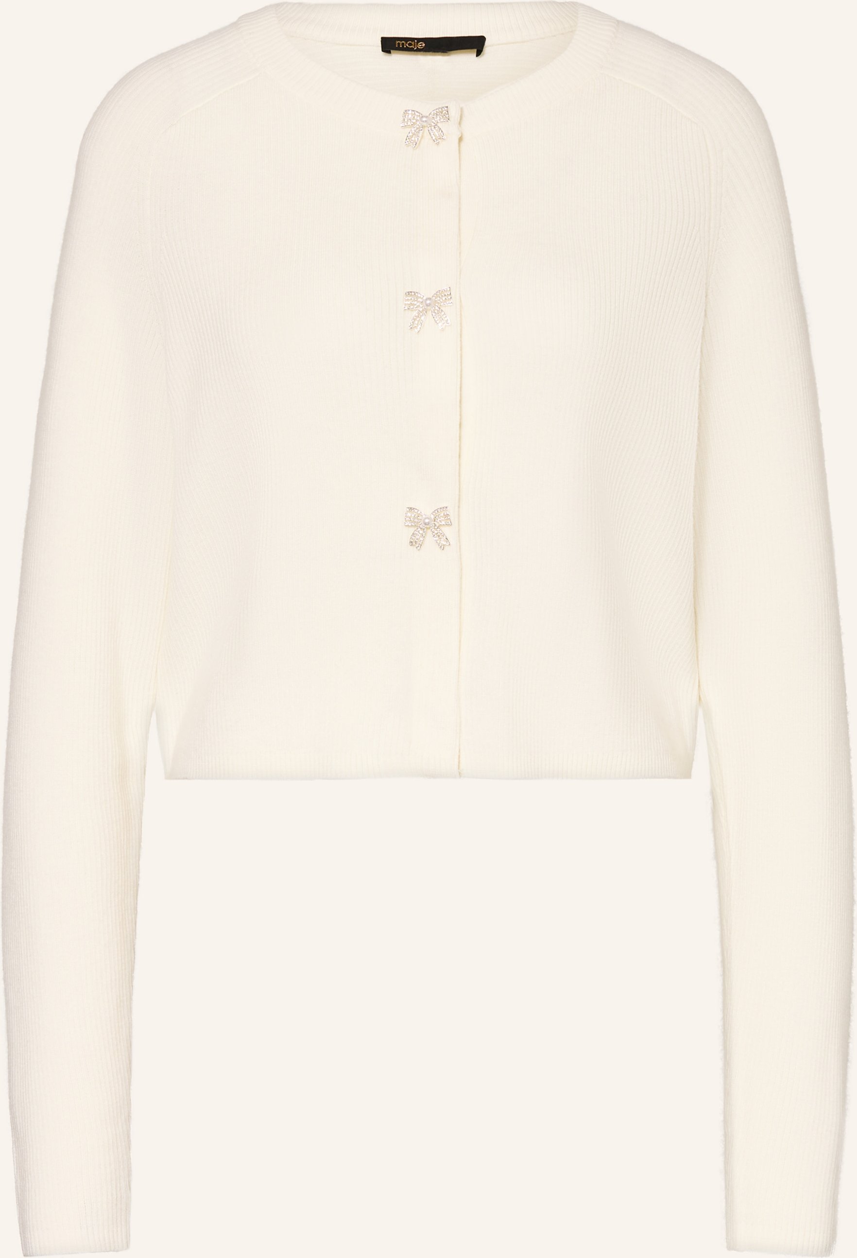Maje Strickjacke Mit Schmucksteinen weiss