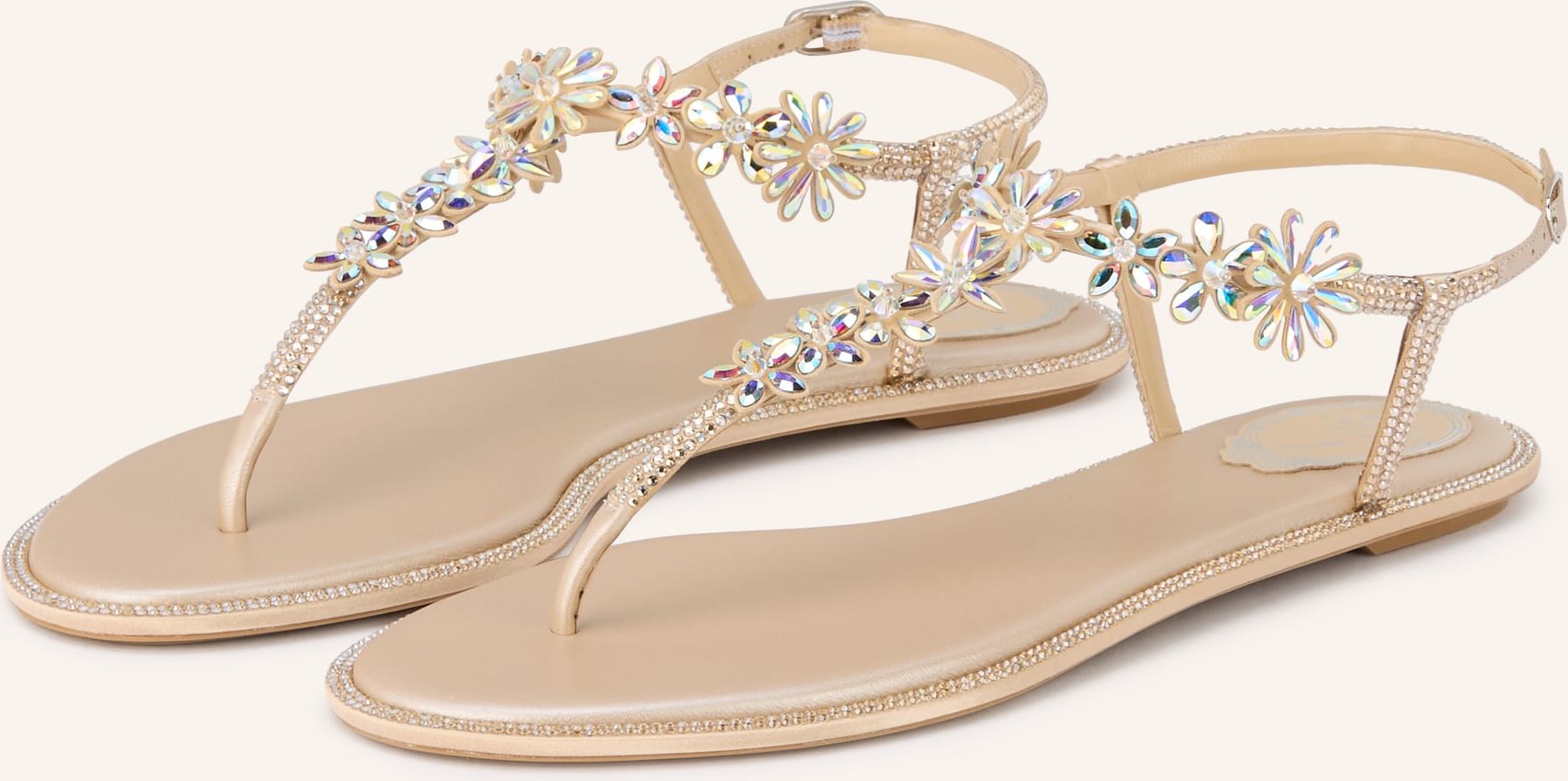 Rene Caovilla Zehentrenner Diana Mit Schmucksteinen beige