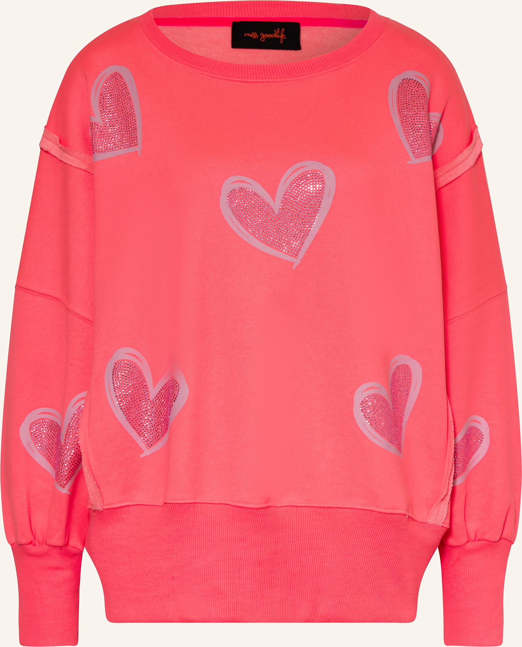 Miss Goodlife Sweatshirt Mit Schmucksteinen pink