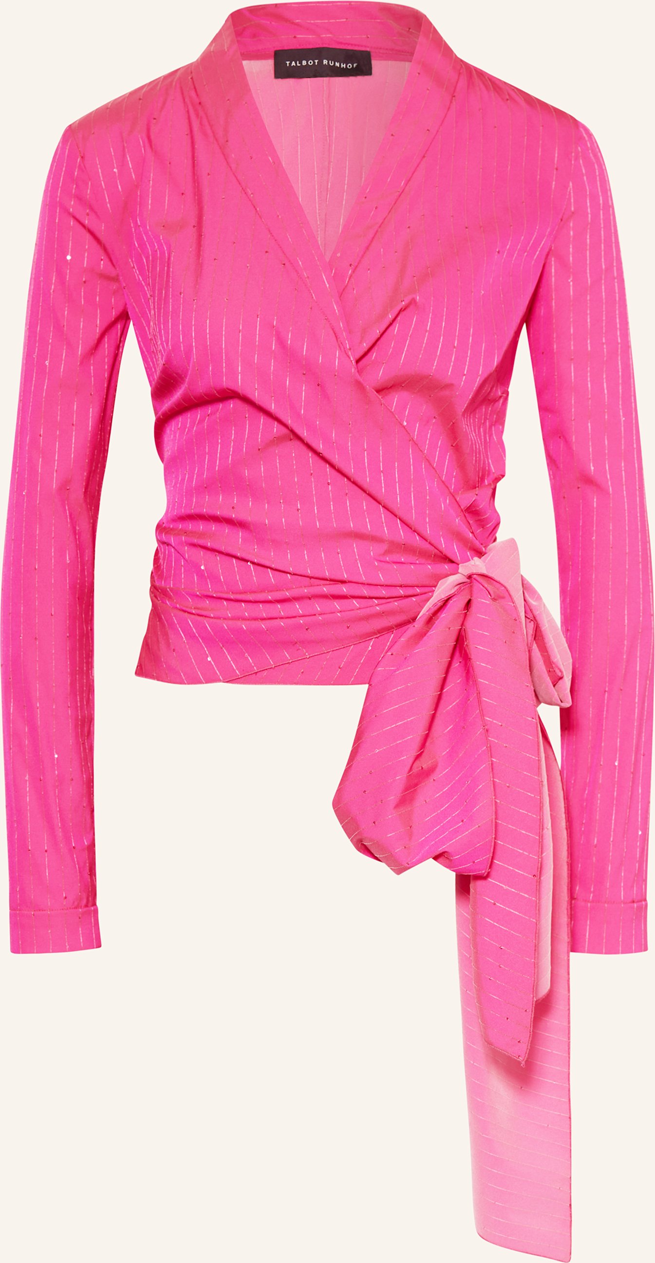 Talbot Runhof Cropped-Bluse In Wickeloptik Mit Pailletten pink