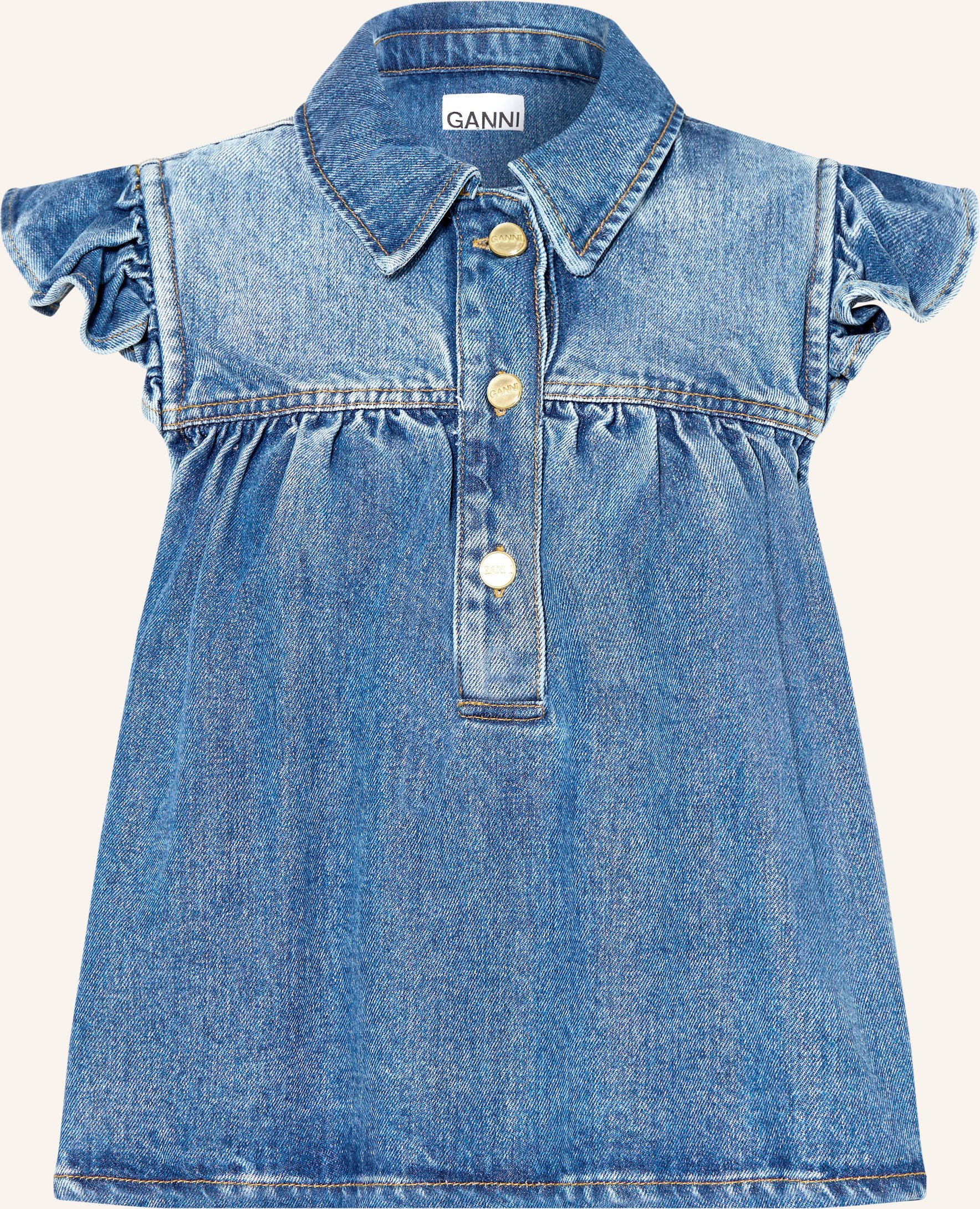 Ganni Jeanstop Mit Rüschen blau