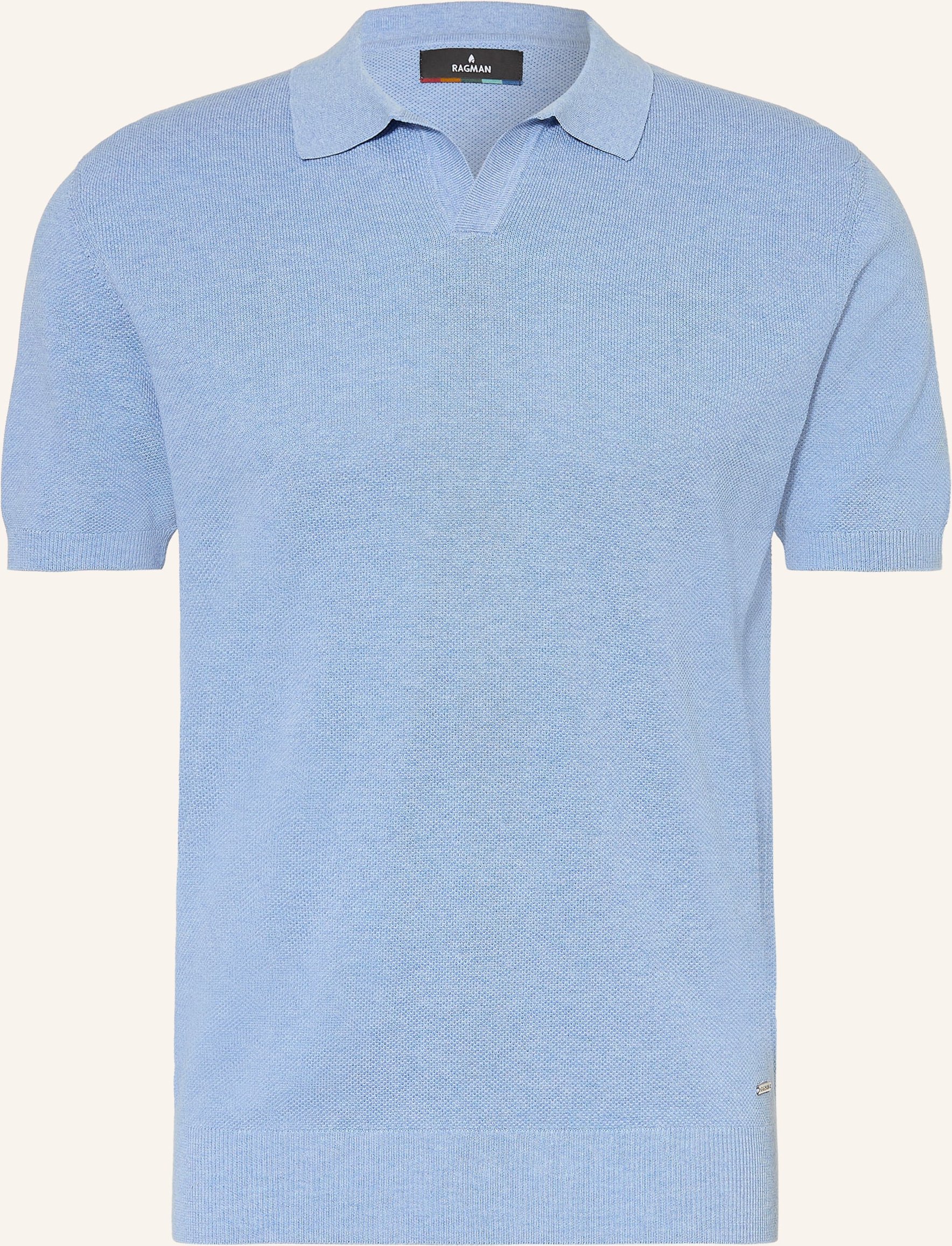 Ragman Strick-Poloshirt blau