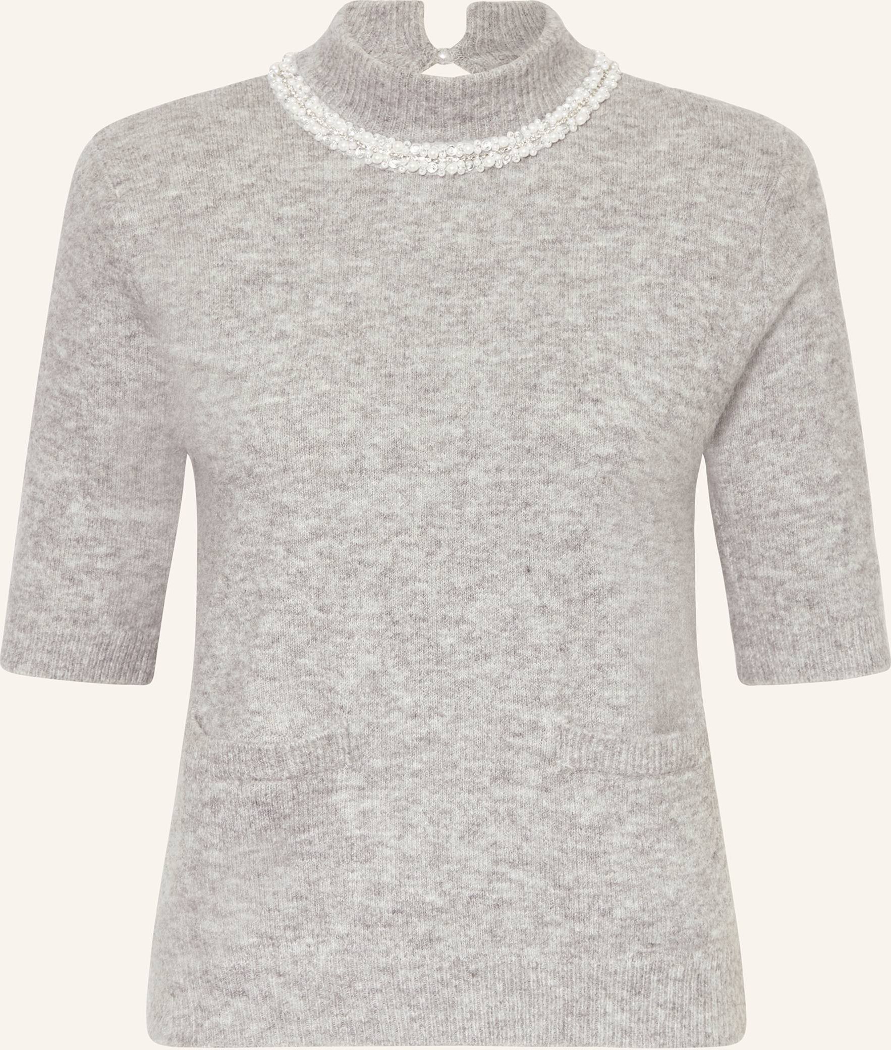 Ichi Strickshirt Ihmacon Mit Schmucksteinen grau