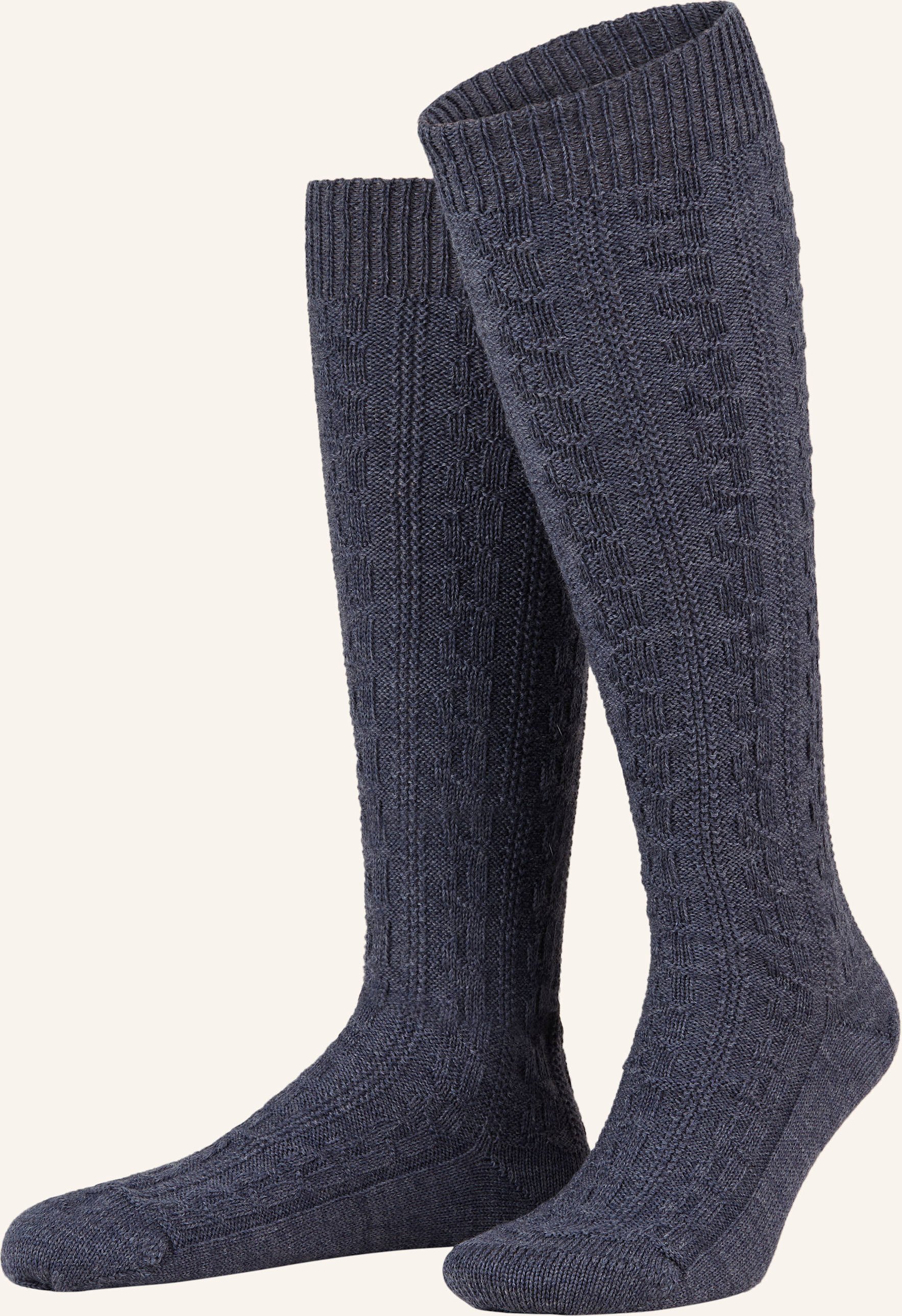 Lusana Trachten-Kniestrümpfe blau