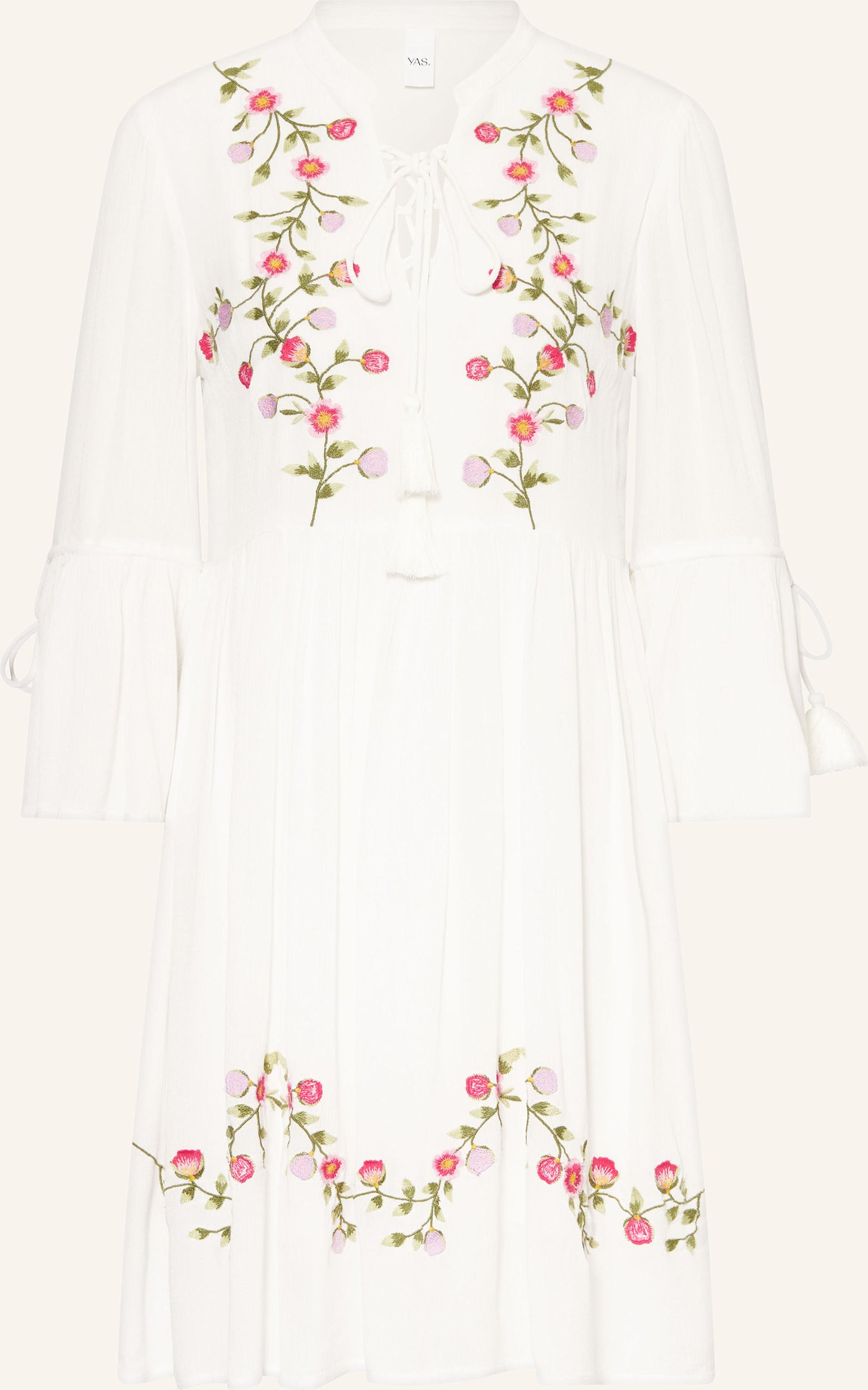 Y.A.S. Musselinkleid Mit 3/4-Arm weiss