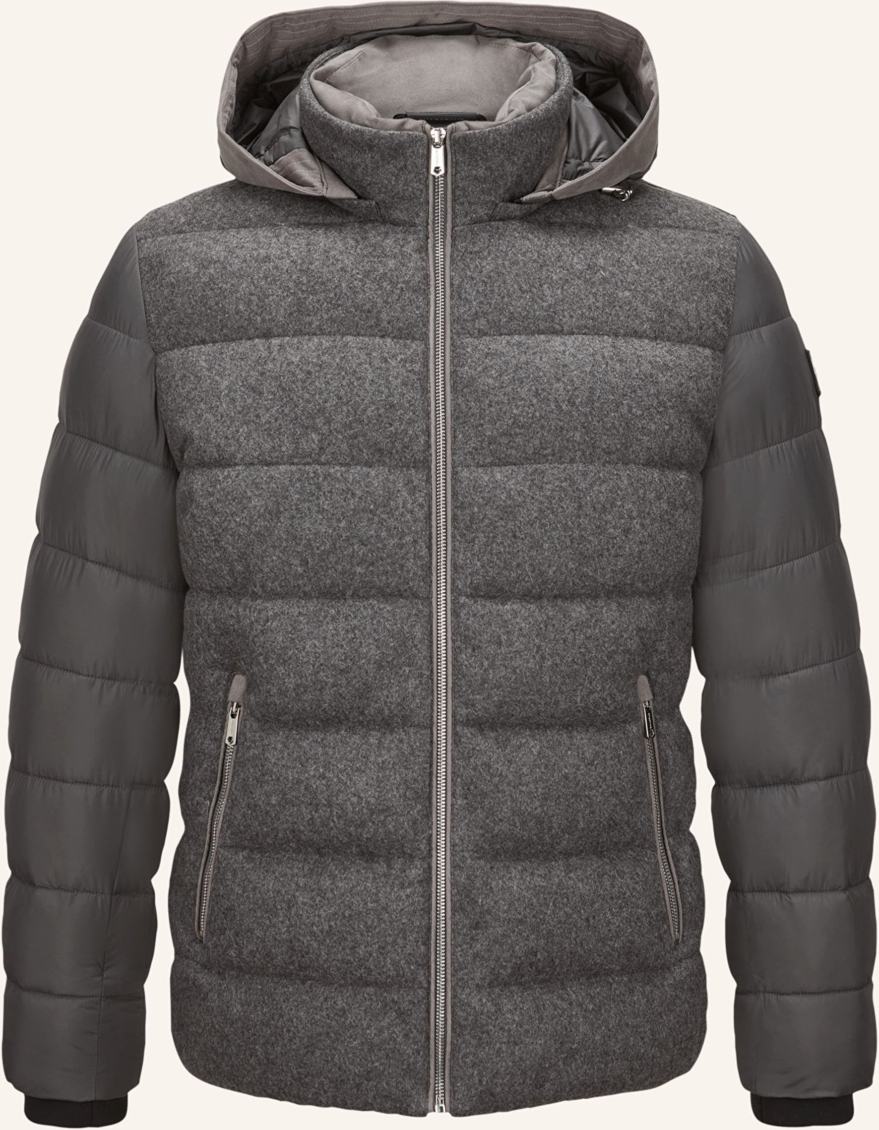 Milestone Steppjacke Msshepard Im Materialmix Mit Abnehmbarer Kapuze grau