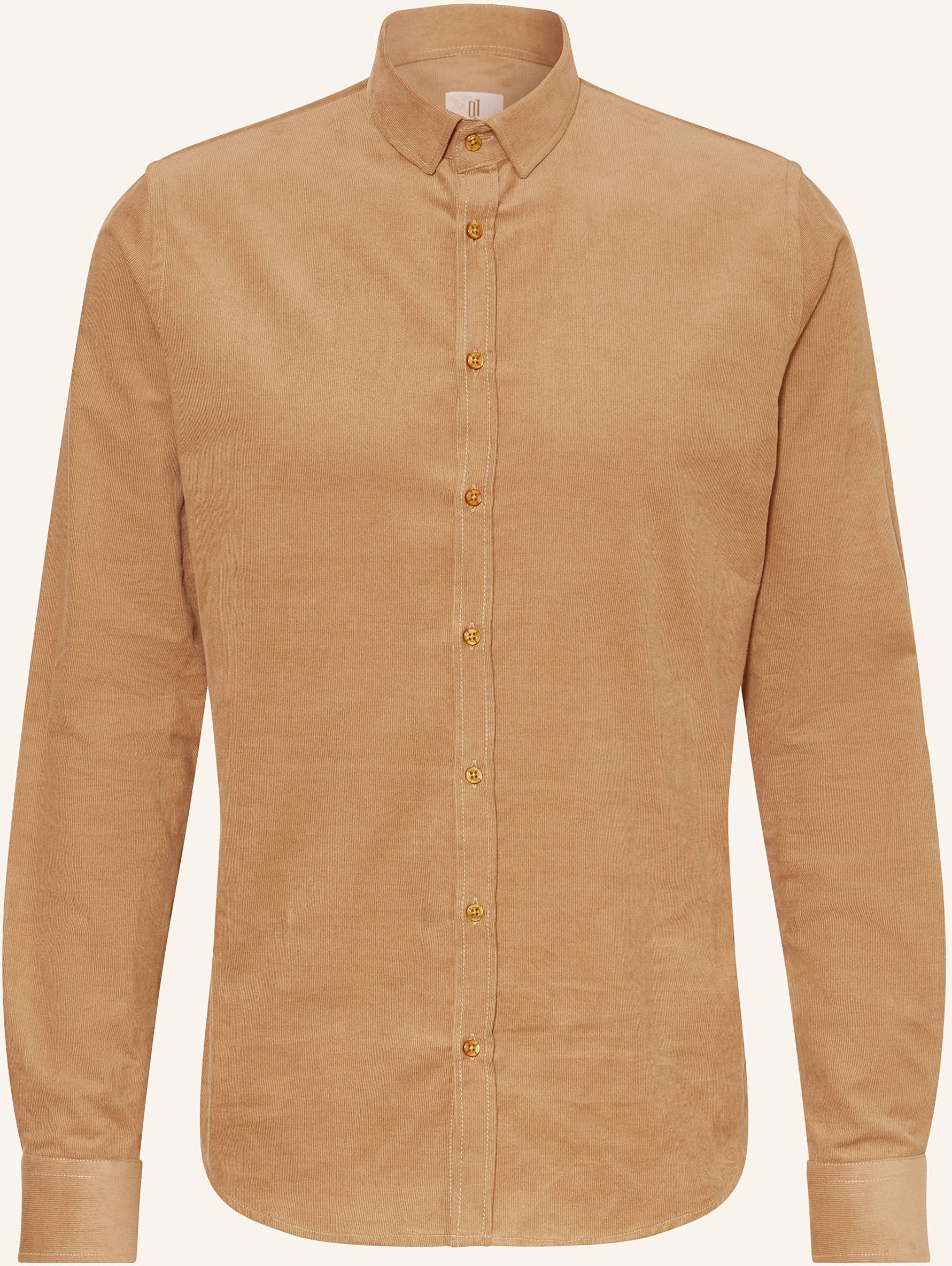 q1 Manufaktur Cordhemd Extra Slim Fit braun
