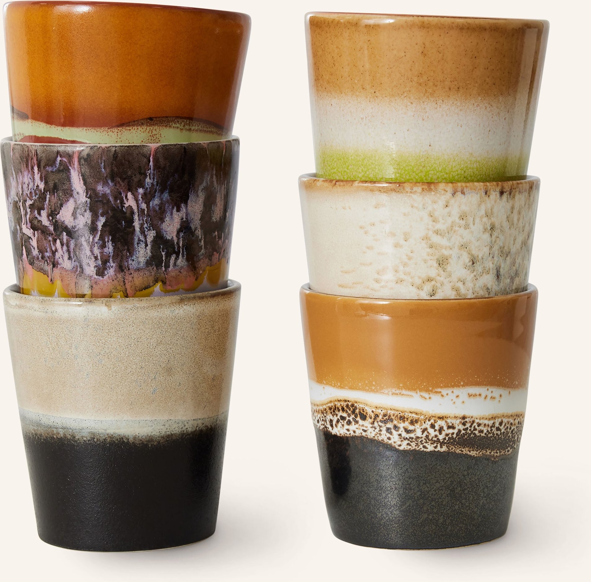 Hkliving 6er-Set Becher beige