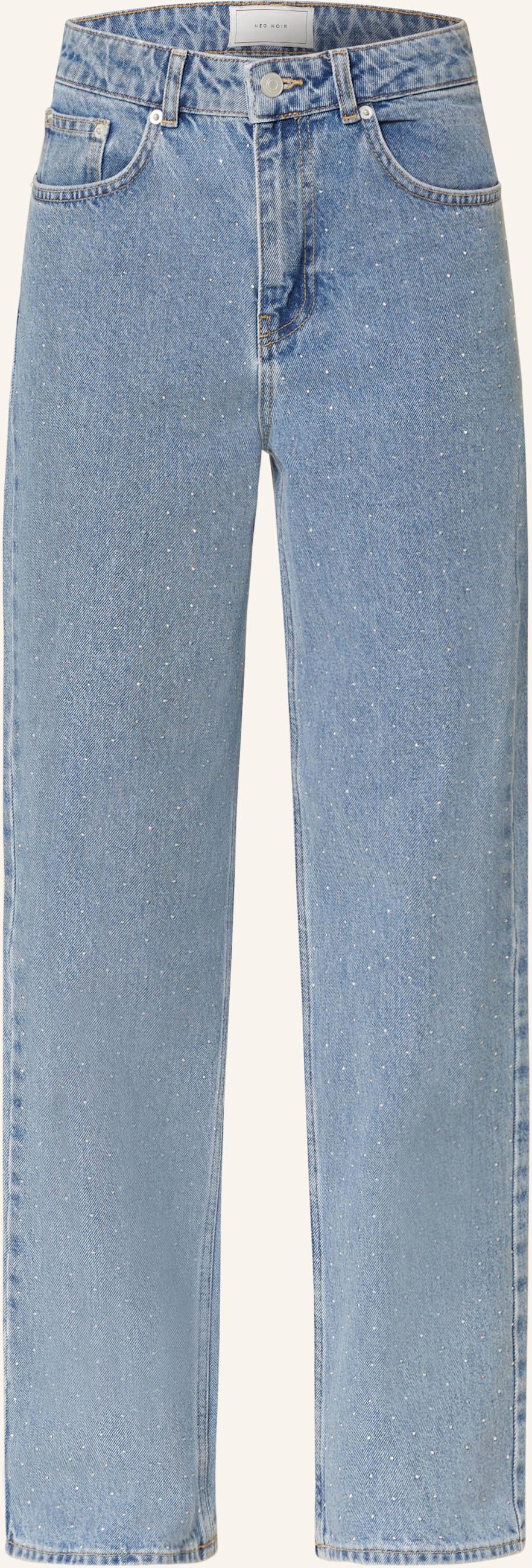 Neo Noir Straight Jeans Simona Mit Schmucksteinen blau
