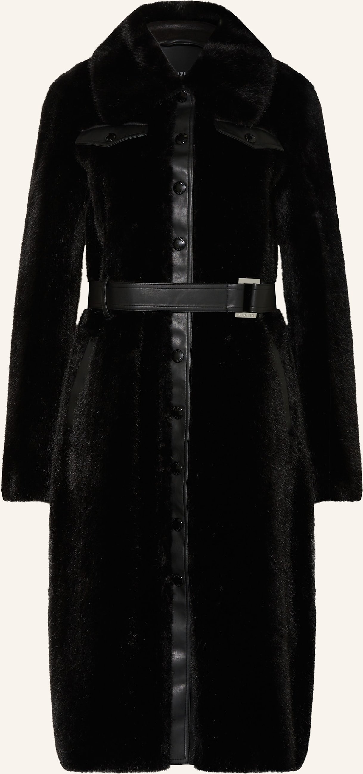 Patrizia Pepe Kunstfell-Mantel Giubbotto Im Materialmix schwarz