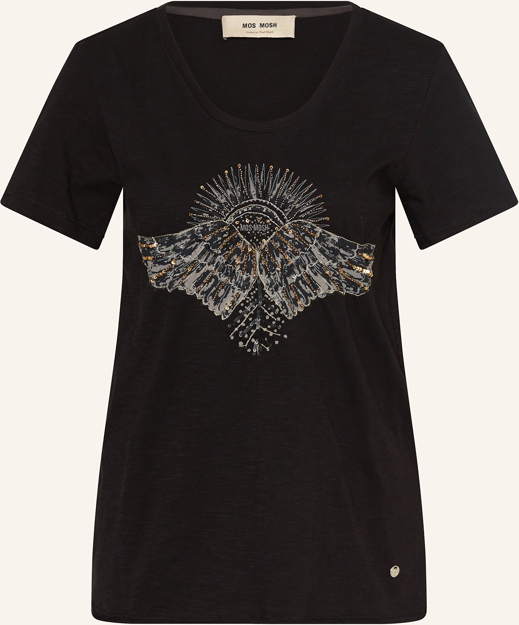 Mos Mosh T-Shirt Mmnadine Mit Schmuckperlen Und Pailletten schwarz