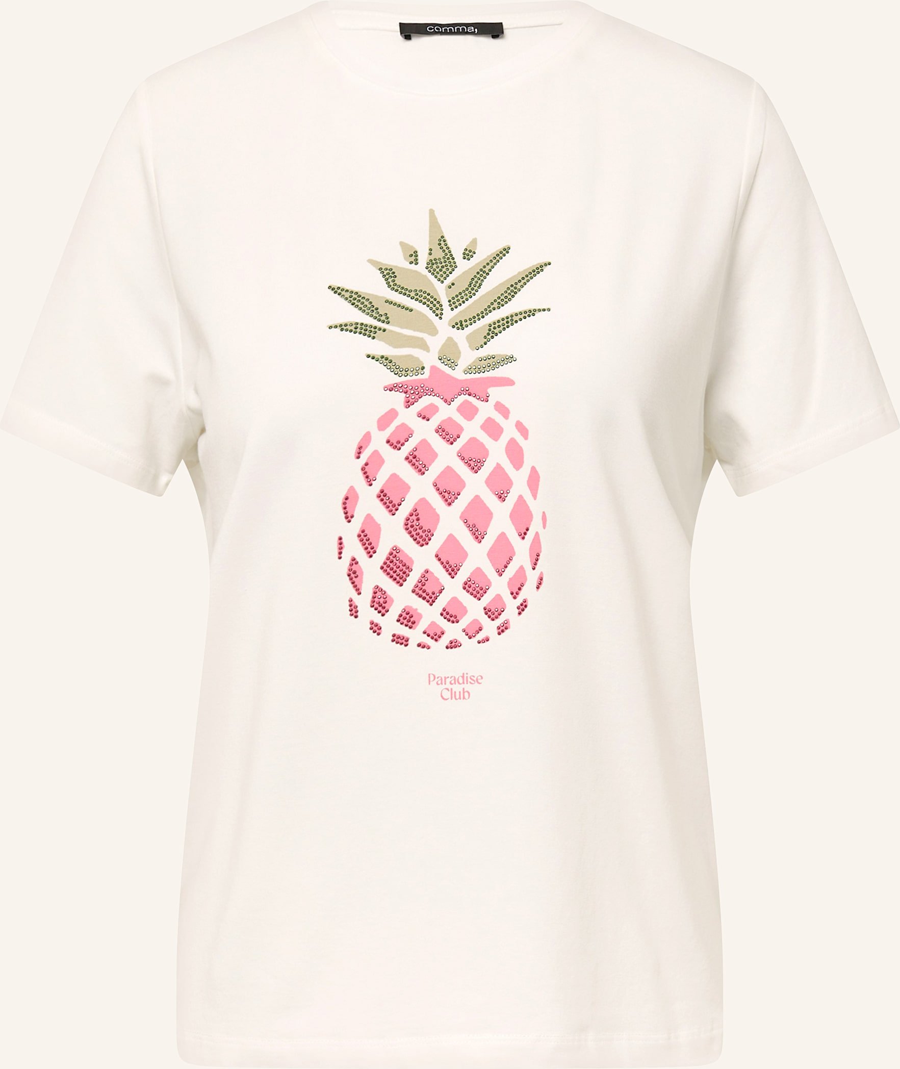 Thumbnail - Comma T-Shirt Mit Schmucksteinen weiss