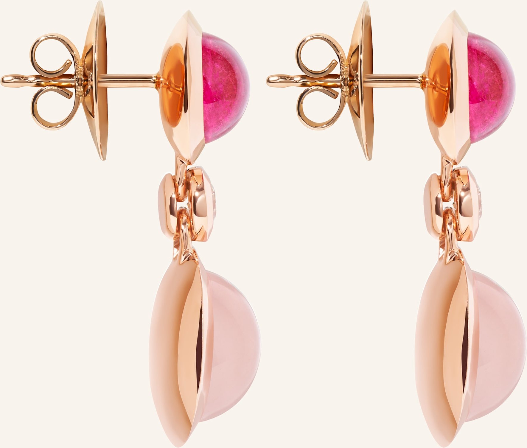 Tamara Comolli Ohrhänger Ohrhänger Bouton 2 Cabochons 'Blush' / Classic 18k Roségold rosegold