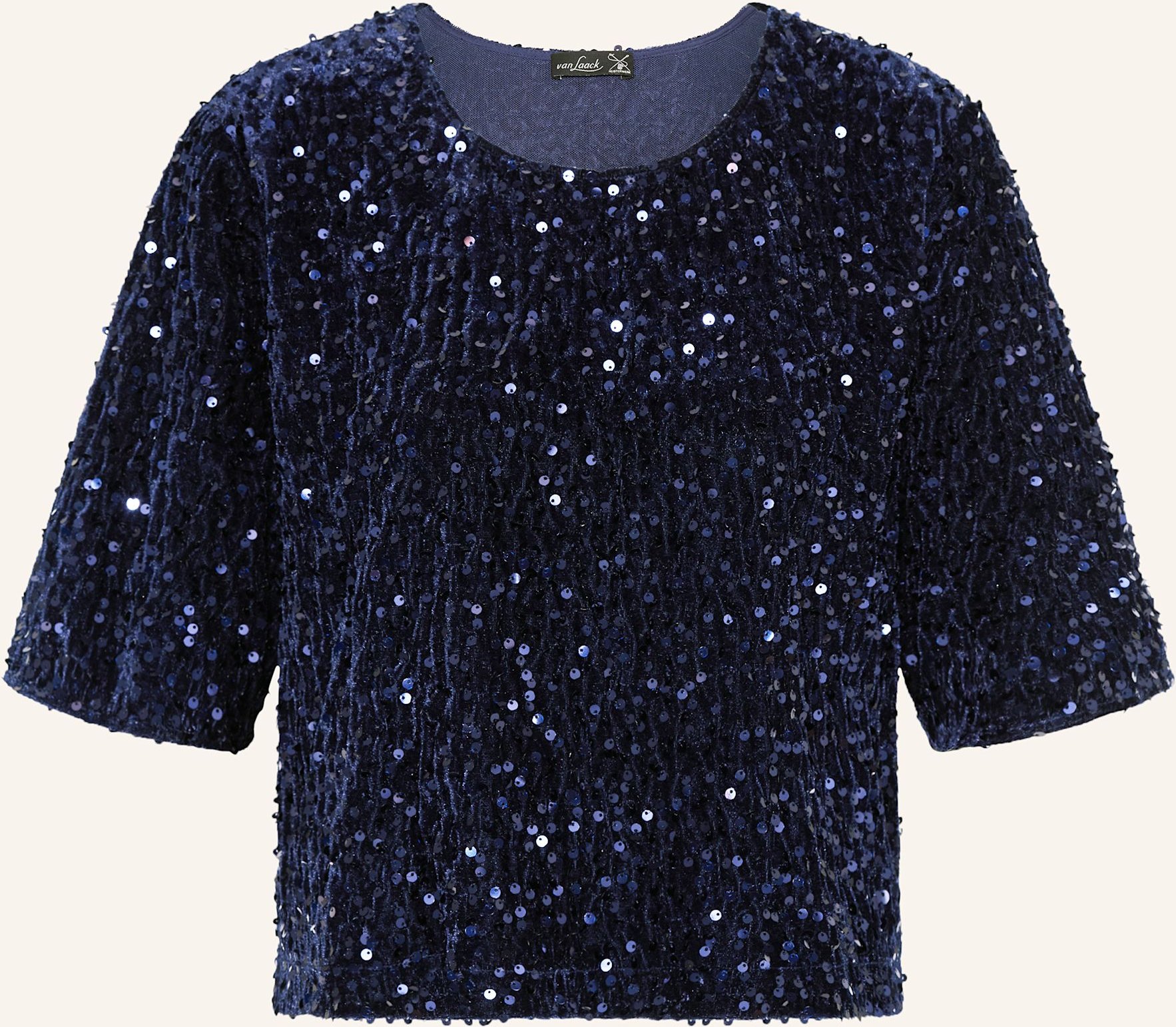 Van Laack Blusenshirt Vl-Jorina-Xx Aus Samt Mit Pailletten blau