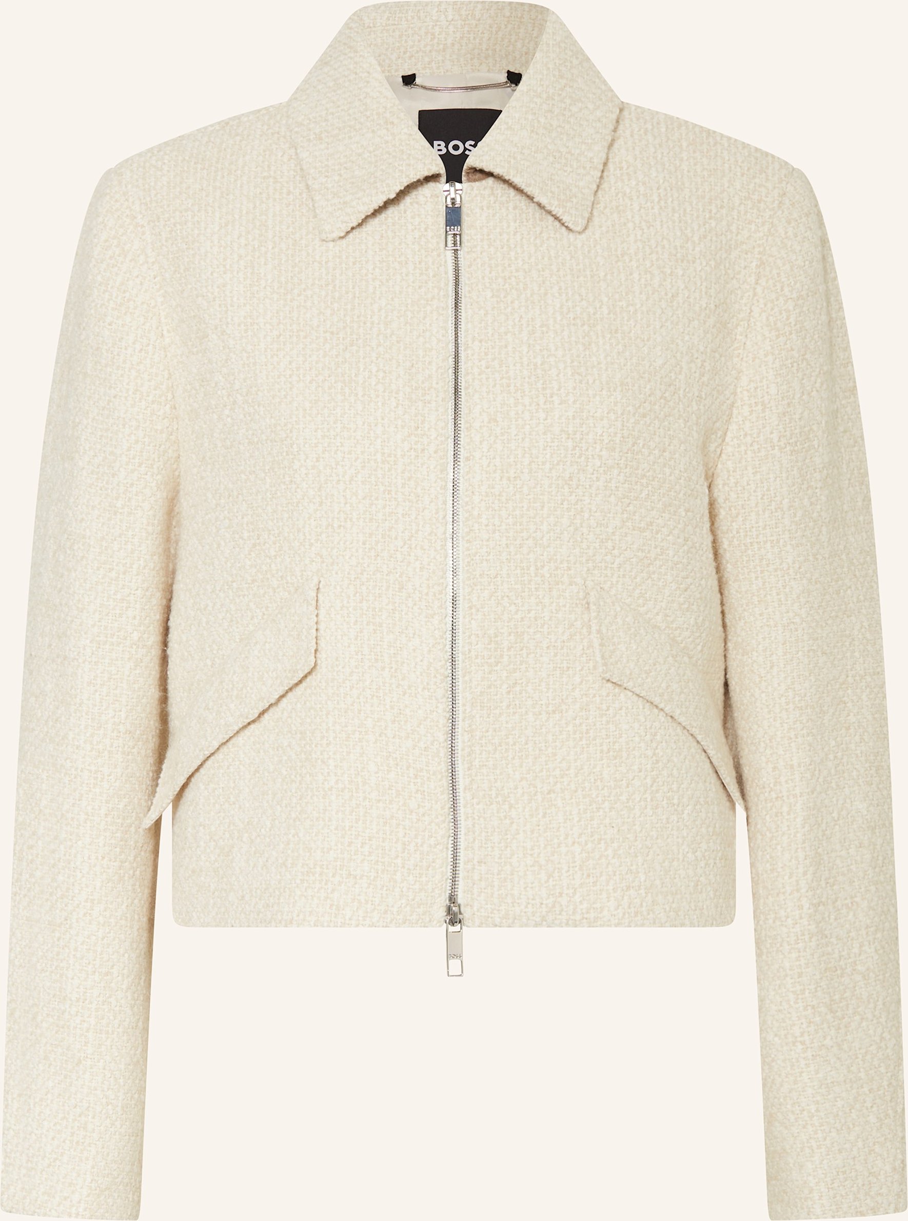 Boss Bouclé-Kastenjacke Cafiore weiss