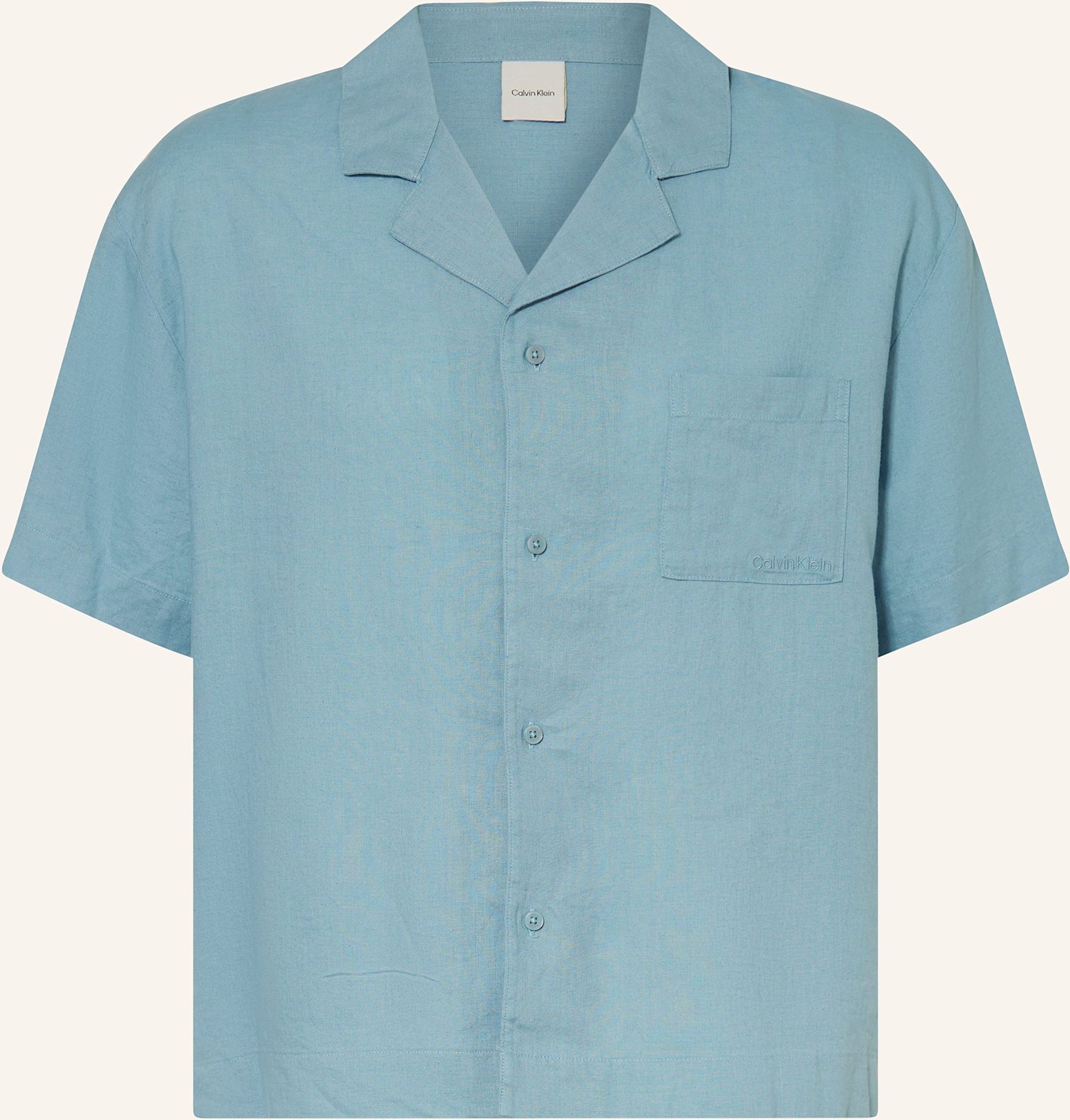 Calvin Klein Schlafshirt Linen Blend Mit Leinen blau