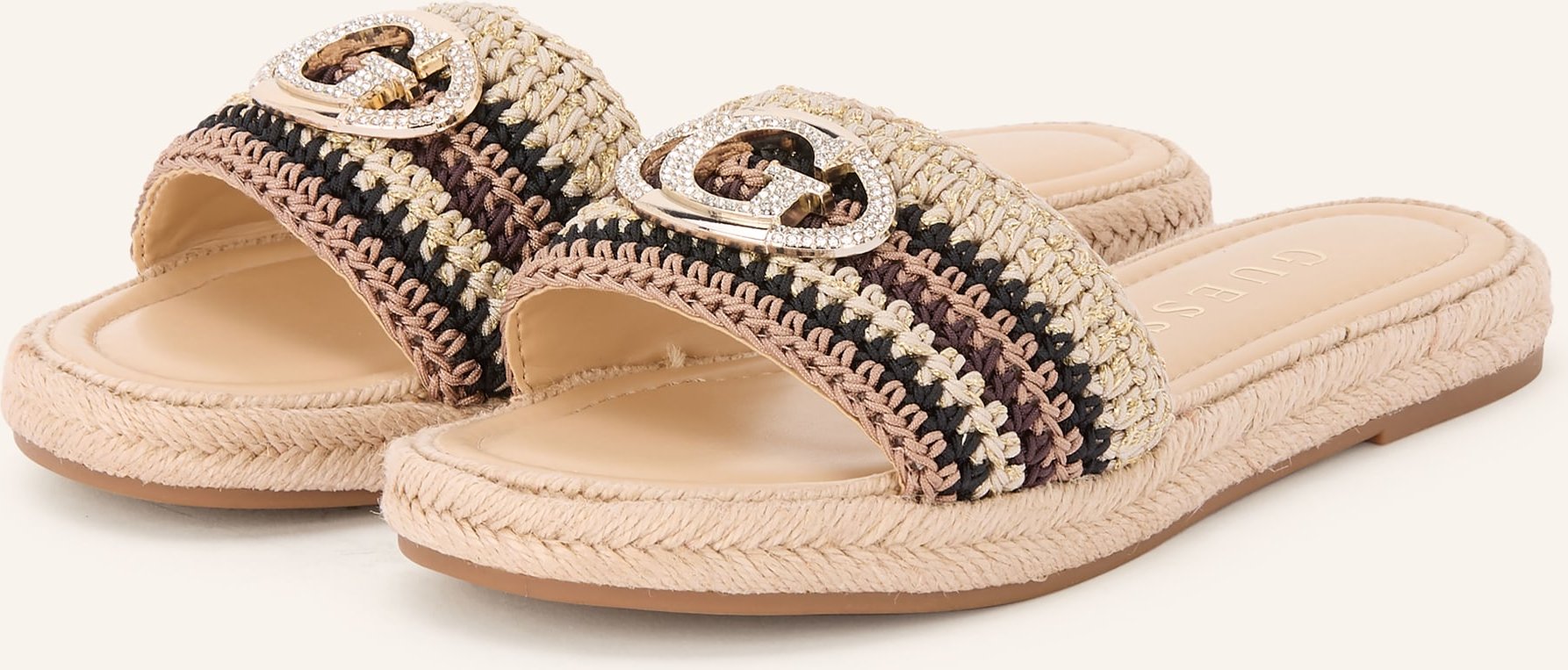 Guess Pantoletten Kaylis Mit Schmucksteinen beige